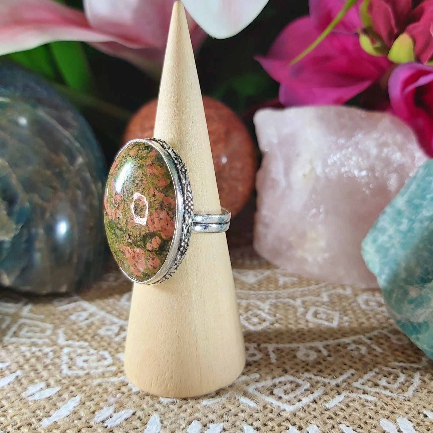 Unakite Emotional Release Ring Size US 9 (E1070)