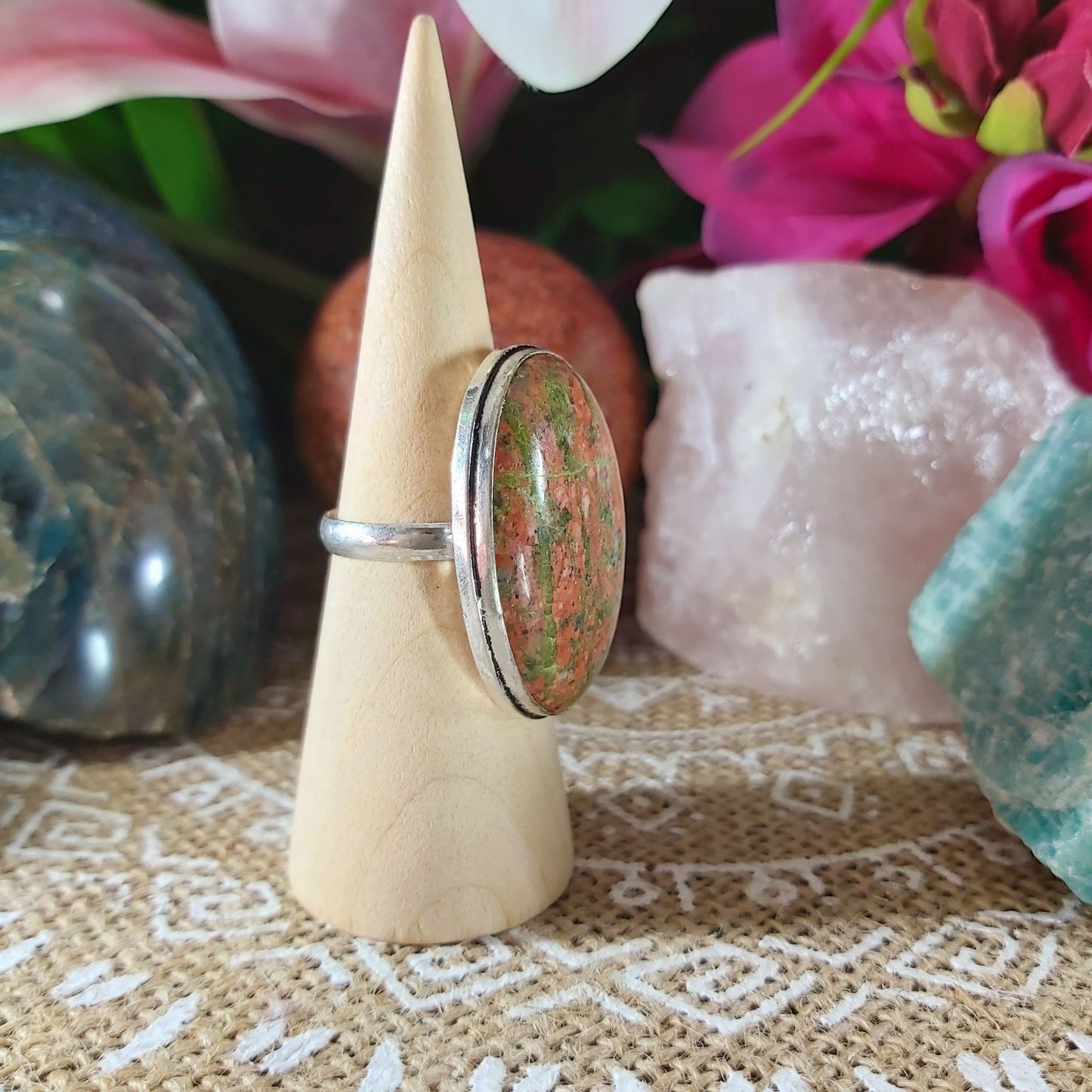 Unakite Emotional Release Ring Size US 9 (E1071)