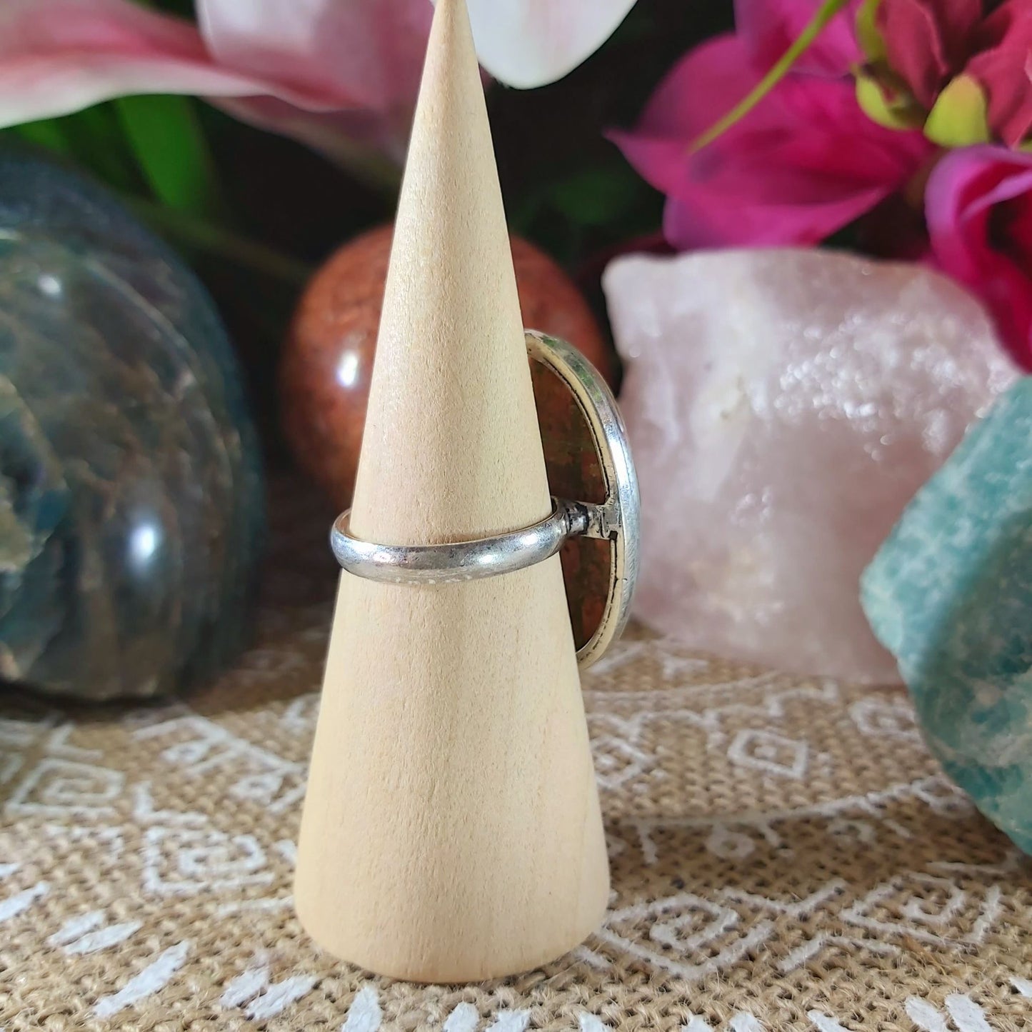 Unakite Emotional Release Ring Size US 9 (E1071)