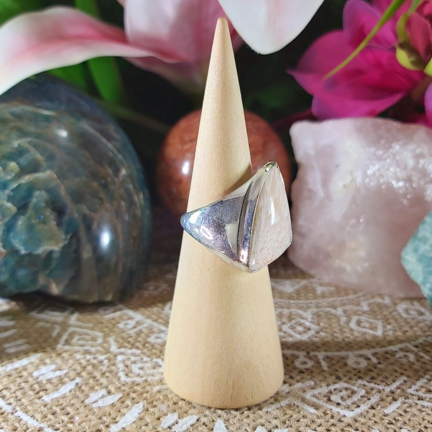 Scolecite Inner Peace Ring Size US 8.5 (E1079)