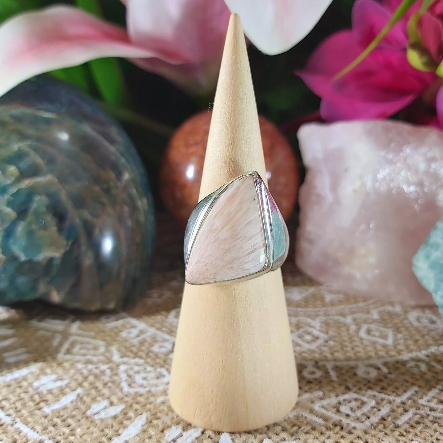 Scolecite Inner Peace Ring Size US 8.5 (E1079)