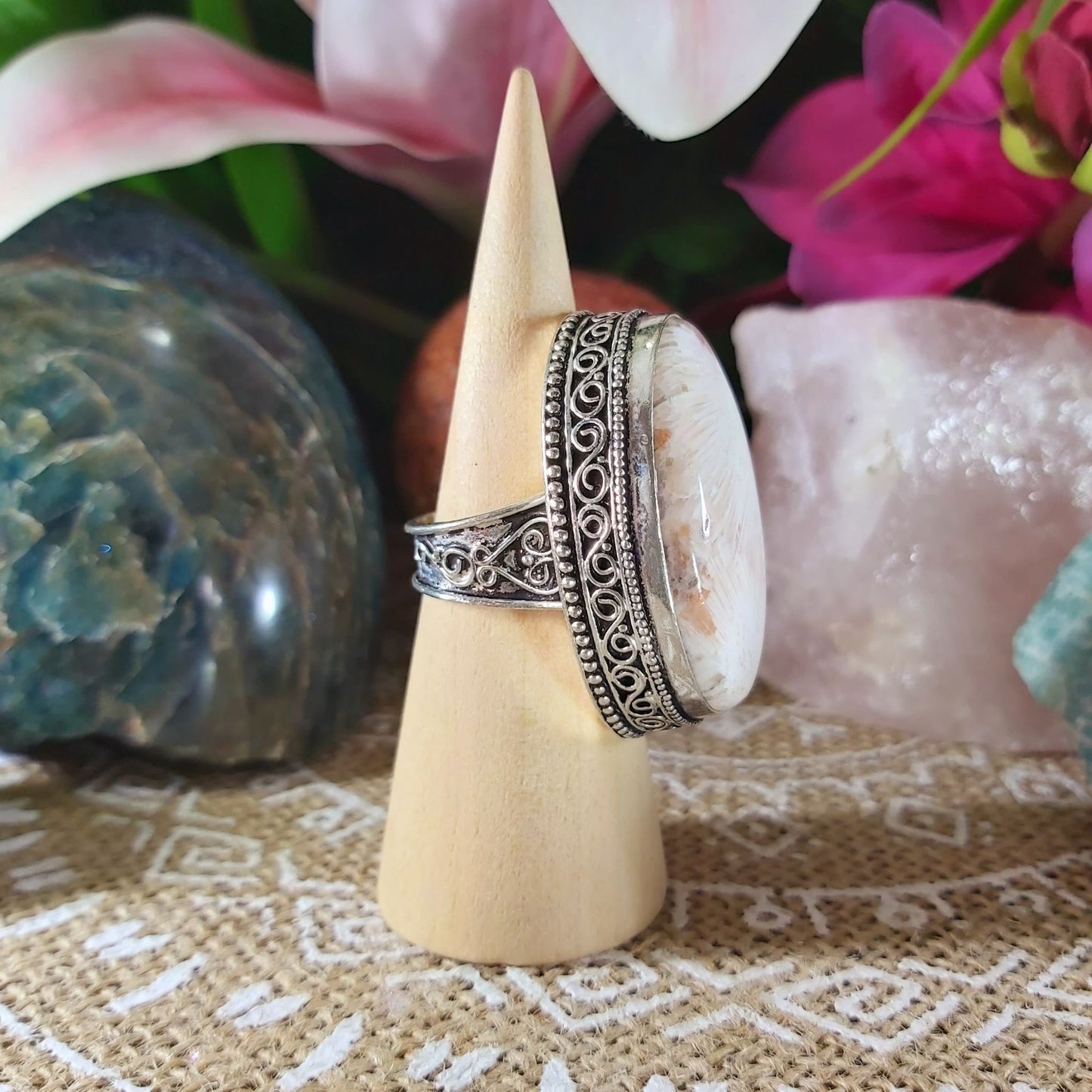 Scolecite Inner Peace Ring Size US 9 (E1080)