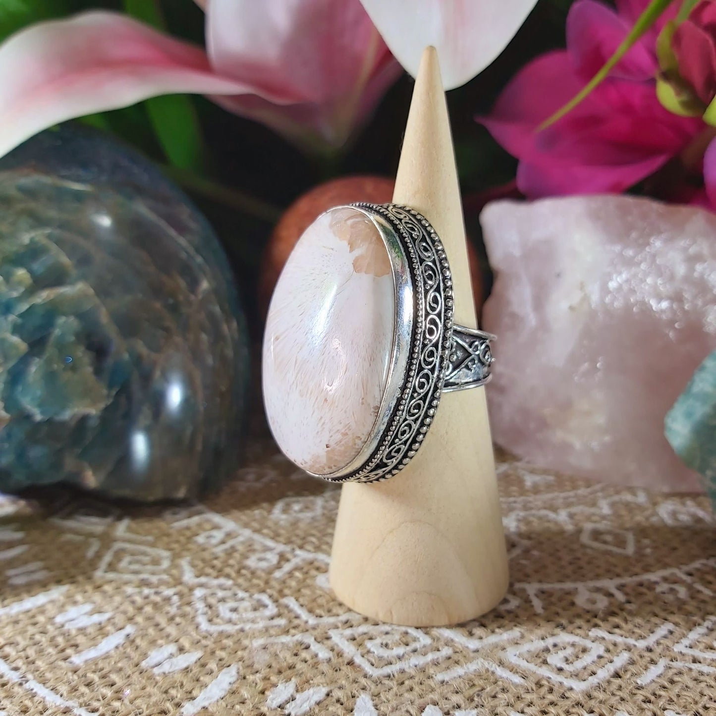 Scolecite Inner Peace Ring Size US 9 (E1080)