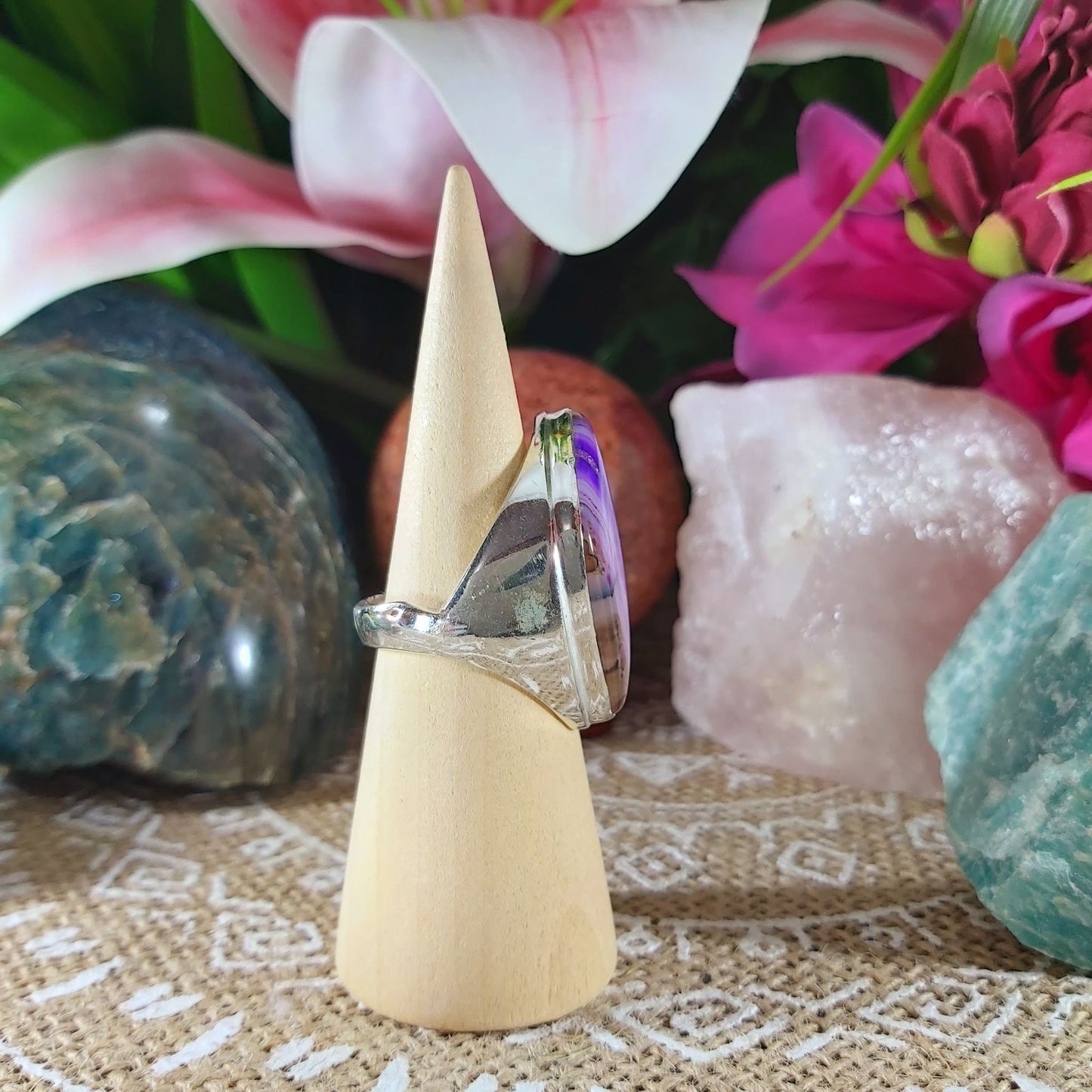 Agate Gemstone Ring Size US 8.5 (E1091)