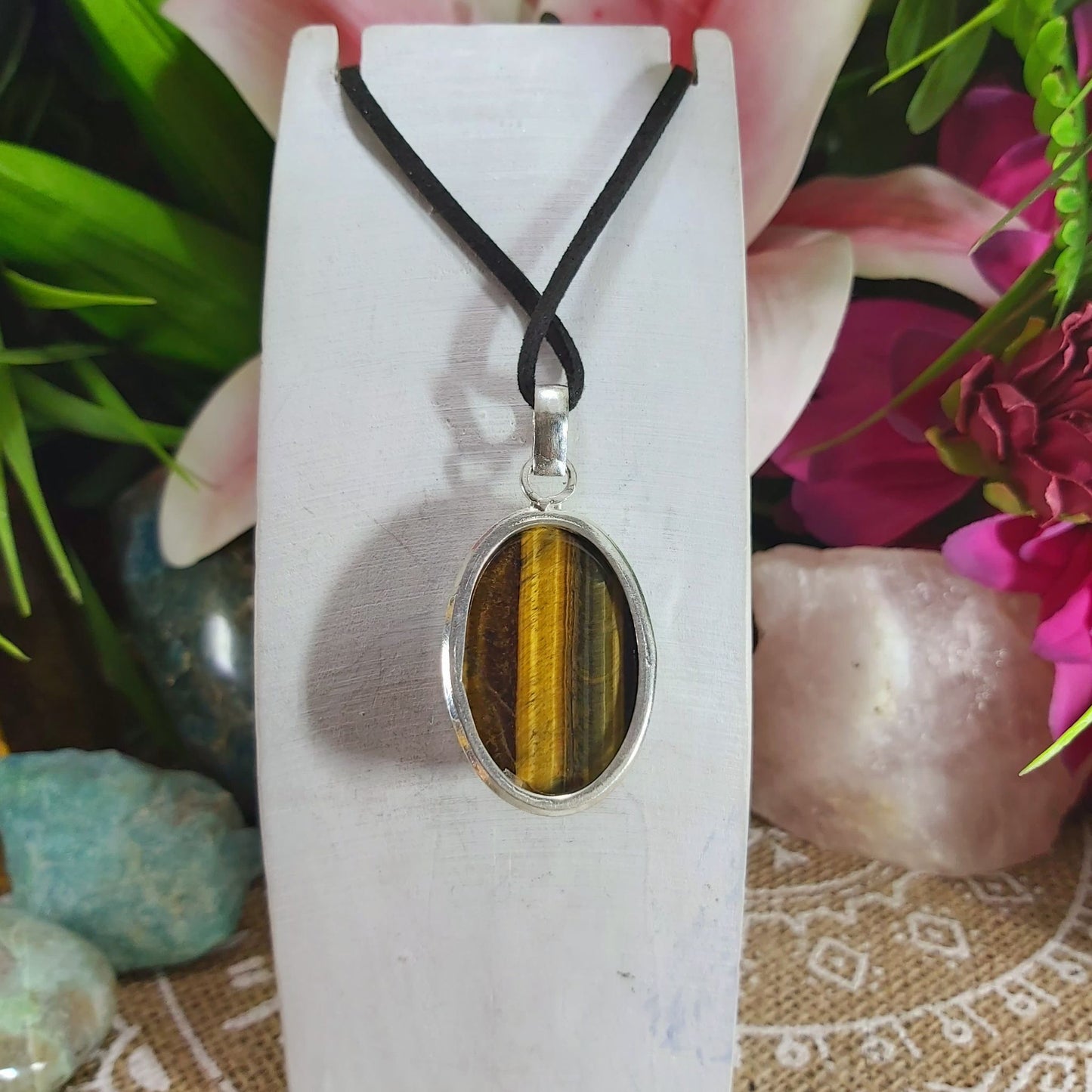 Tiger Eye Earth Star Gemstone Pendant (E1151)