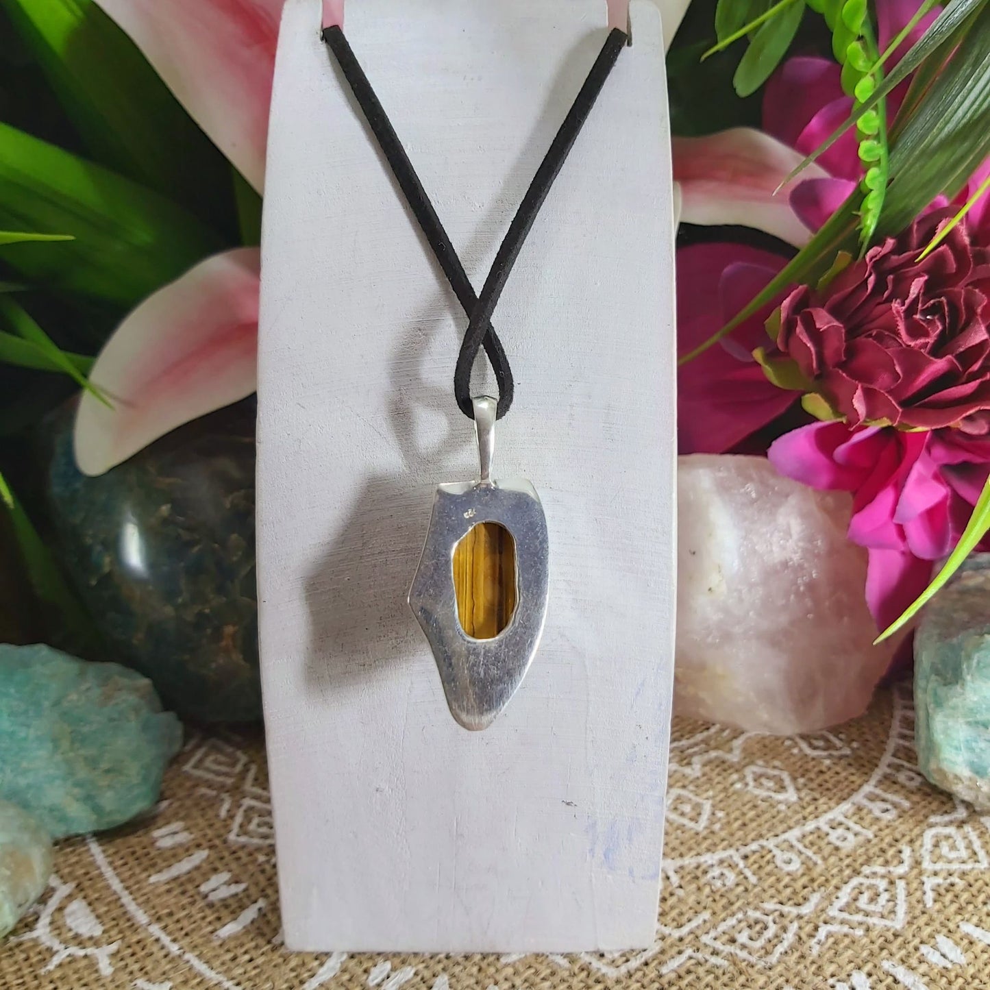 Tiger Eye Earth Star Gemstone Pendant (E1153)