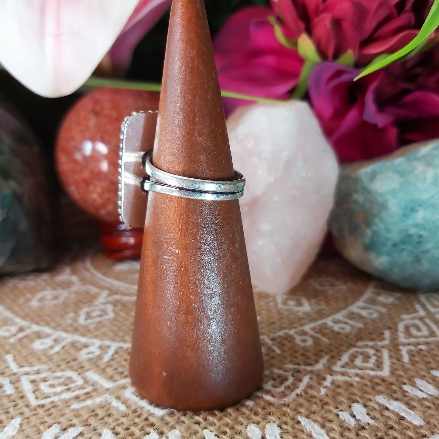 Labradorite Psychic Protection Gemstone Ring US 8 (E1199)