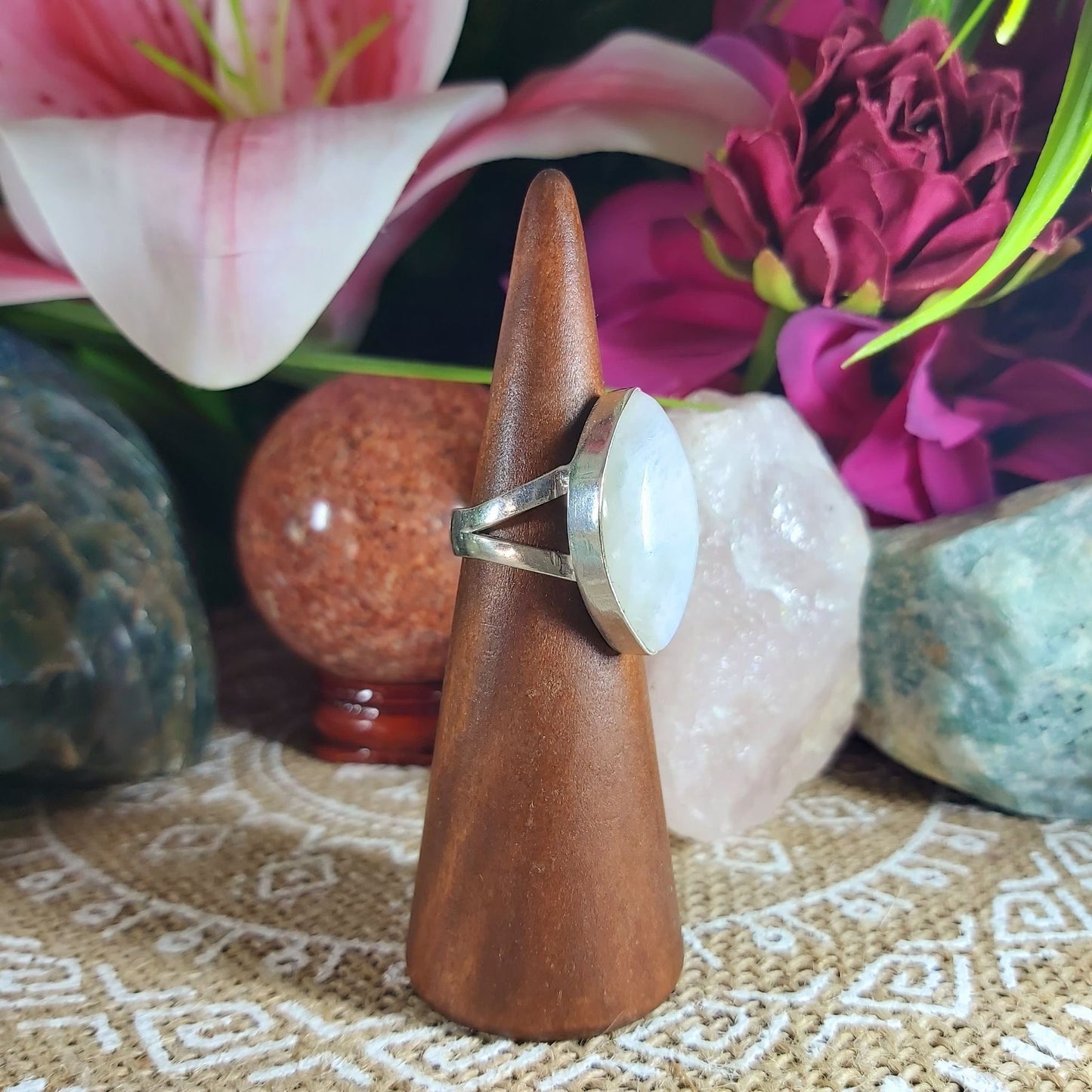 Rainbow Moonstone Ring Size US 6 (E1210)