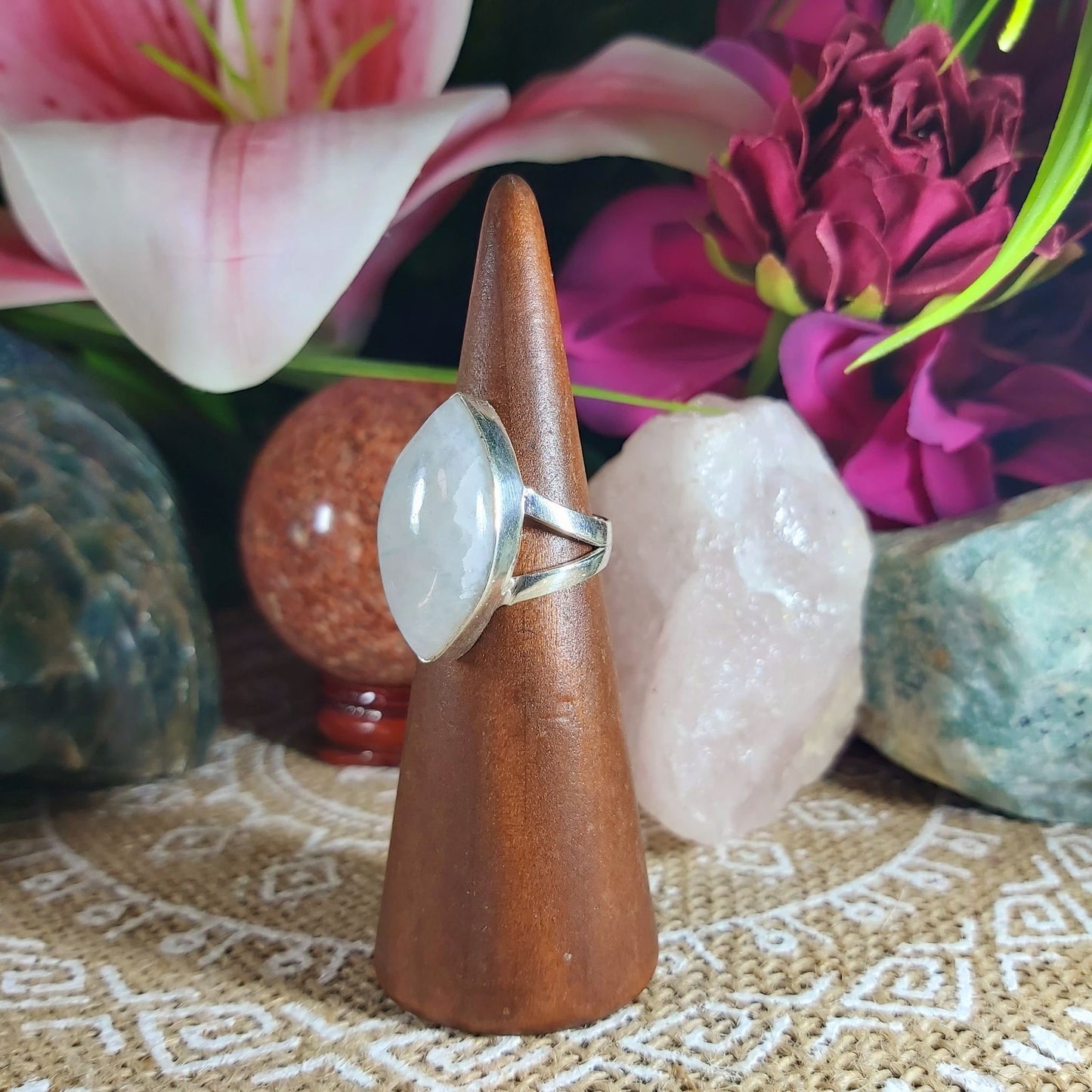 Rainbow Moonstone Ring Size US 6 (E1210)