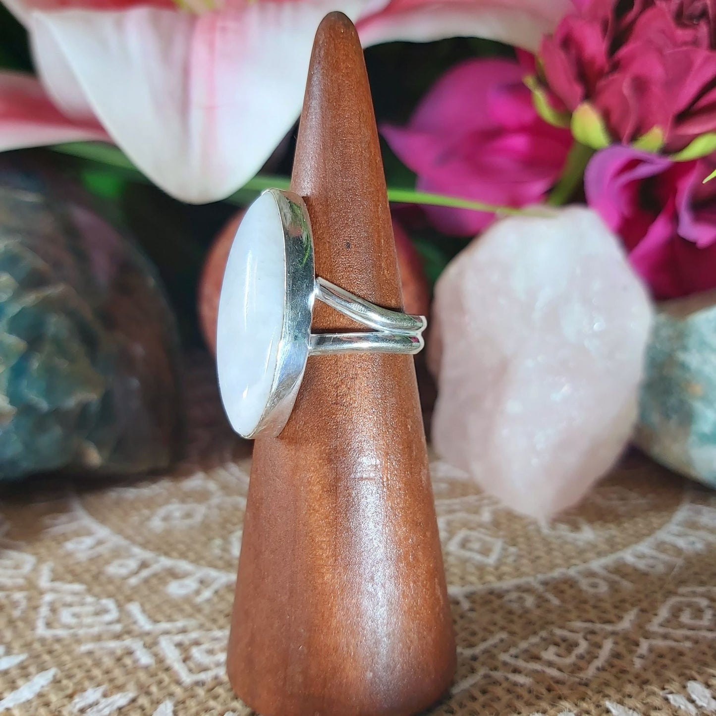 Rainbow Moonstone Ring Size US 6.5 (E1212)
