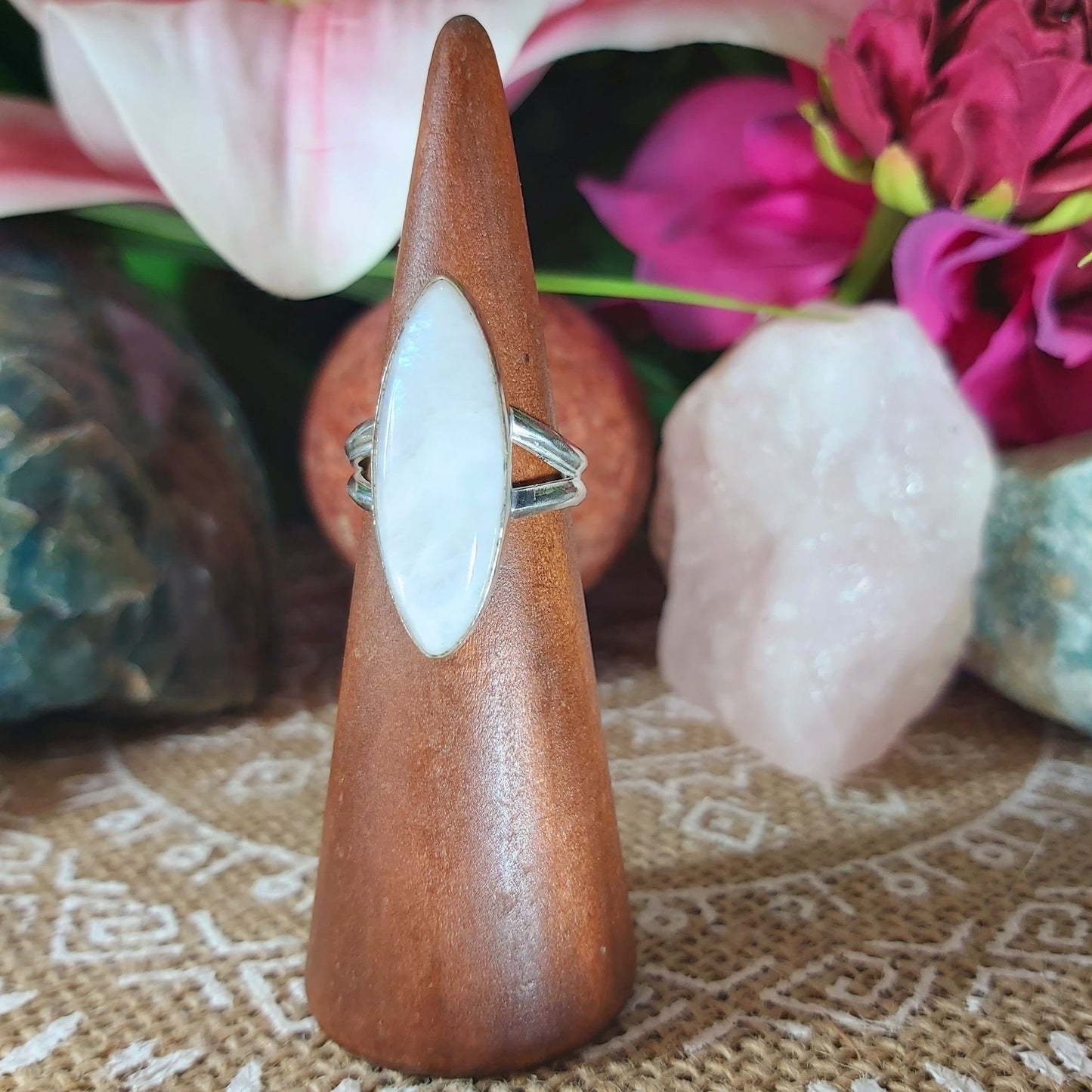 Rainbow Moonstone Ring Size US 6.5 (E1212)