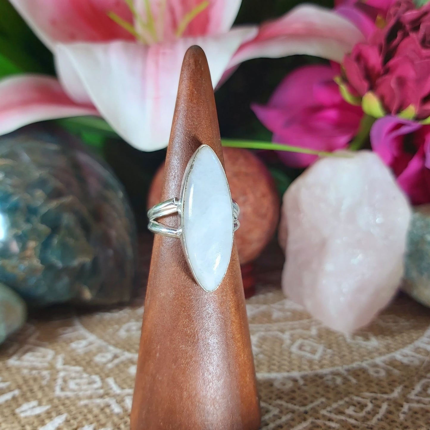 Rainbow Moonstone Ring Size US 6.5 (E1212)