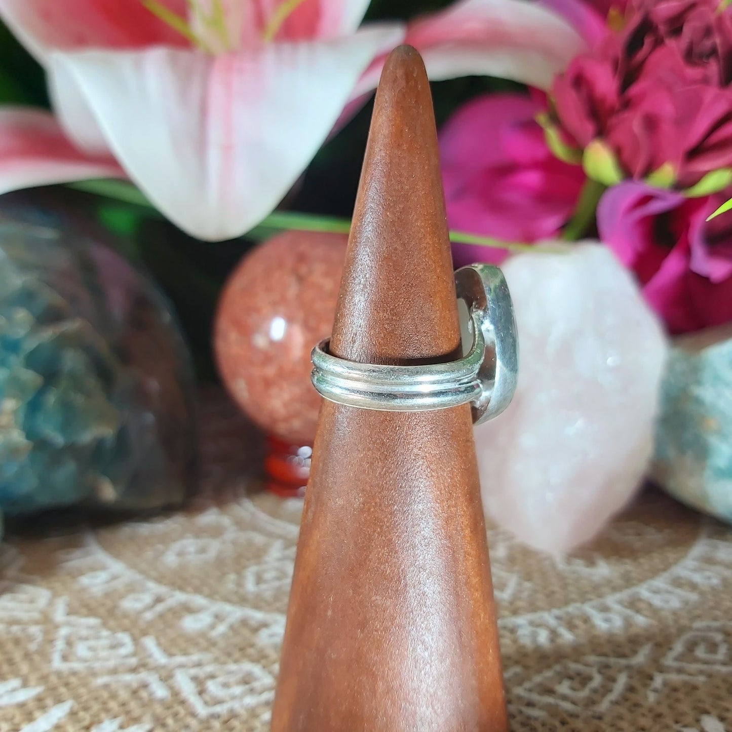 Rainbow Moonstone Ring Size US 6.5 (E1213)