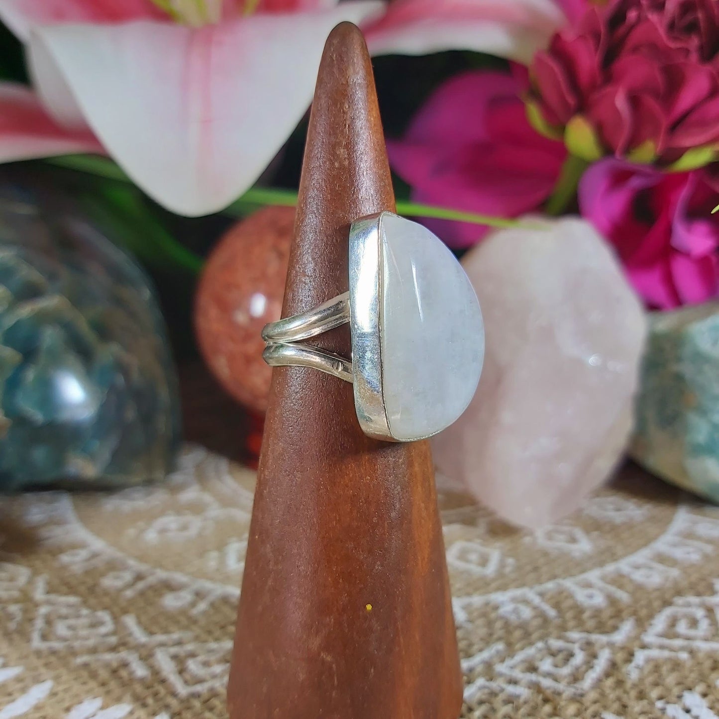 Rainbow Moonstone Ring Size US 7 (E1215)