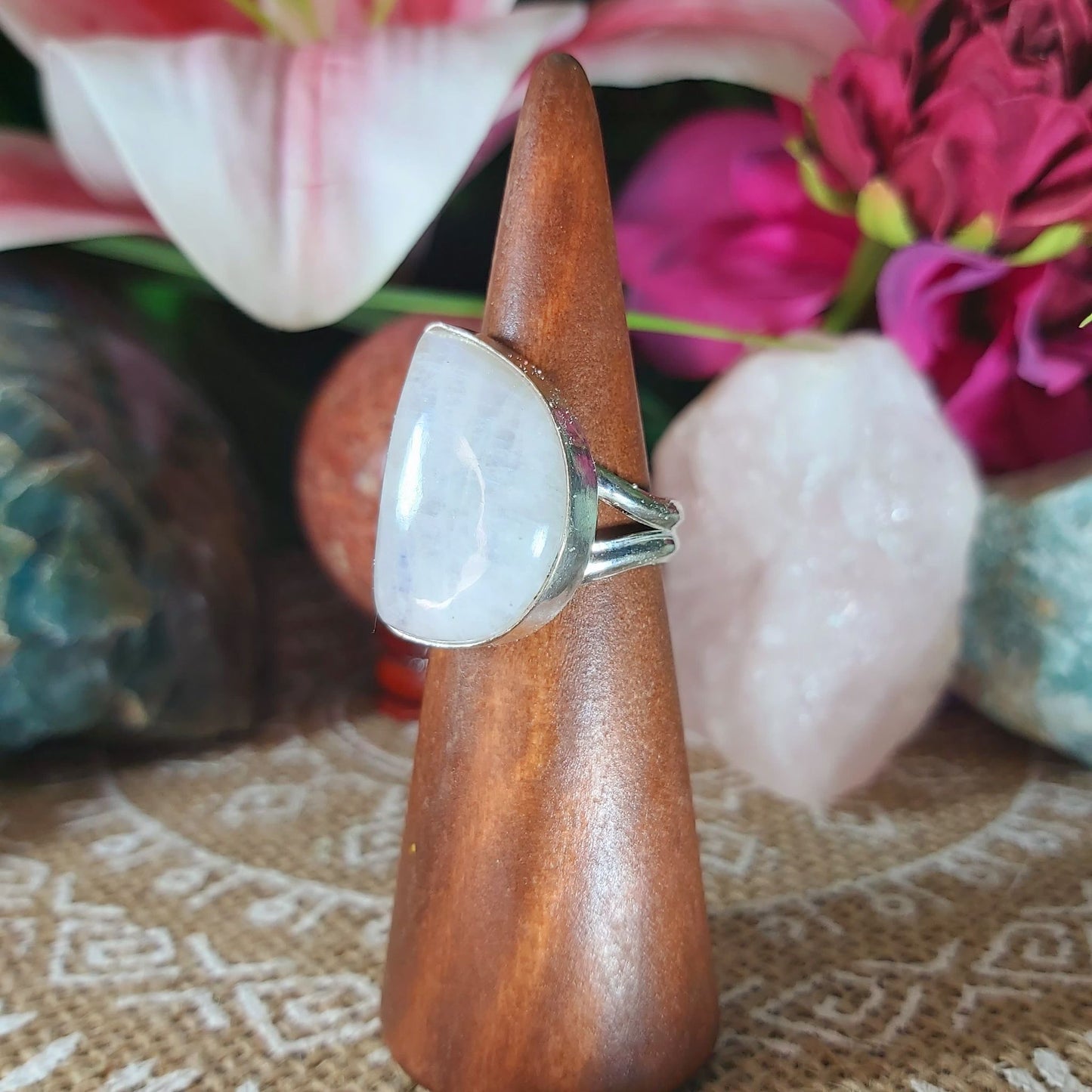 Rainbow Moonstone Ring Size US 7 (E1215)