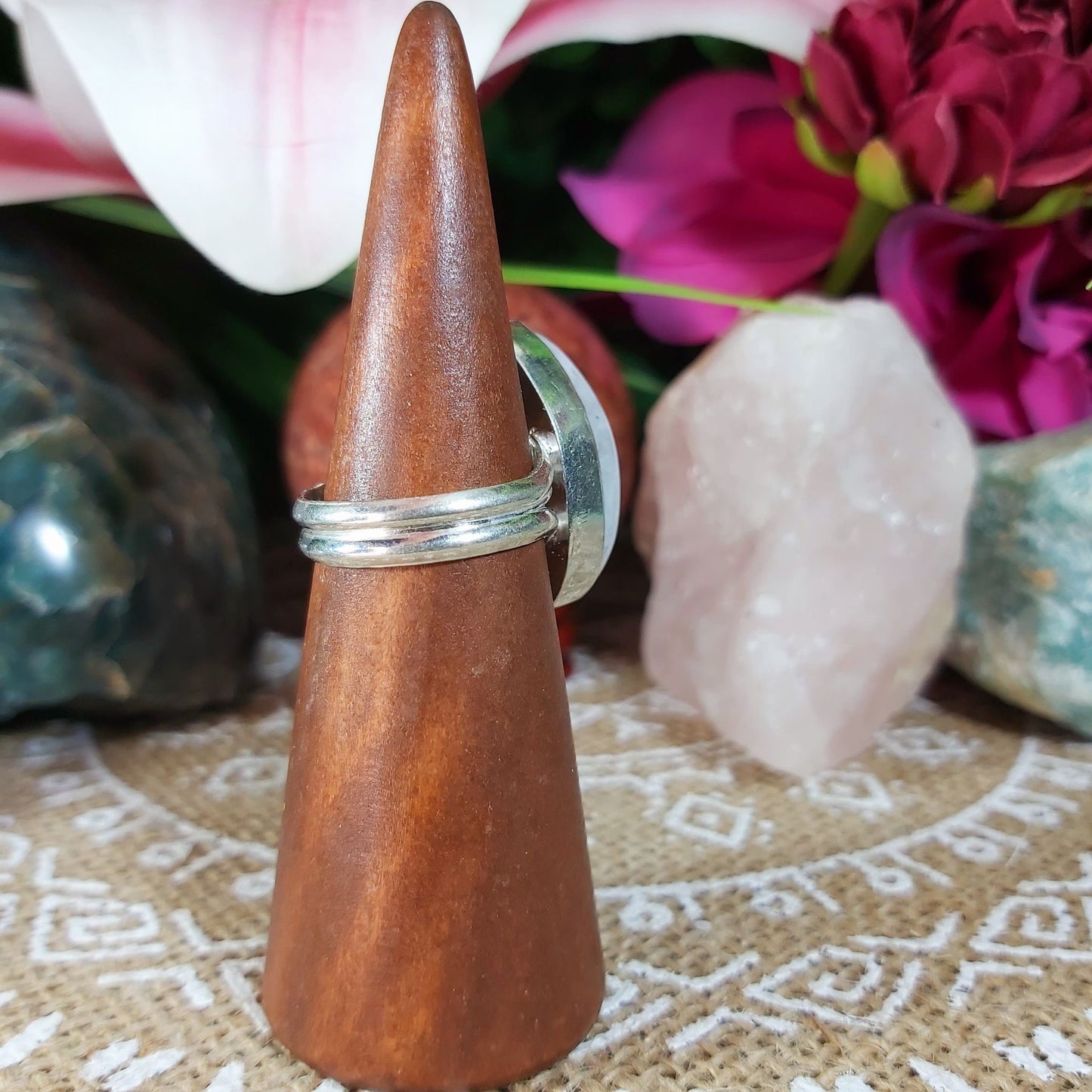 Rainbow Moonstone Ring Size US 8 (E1218)