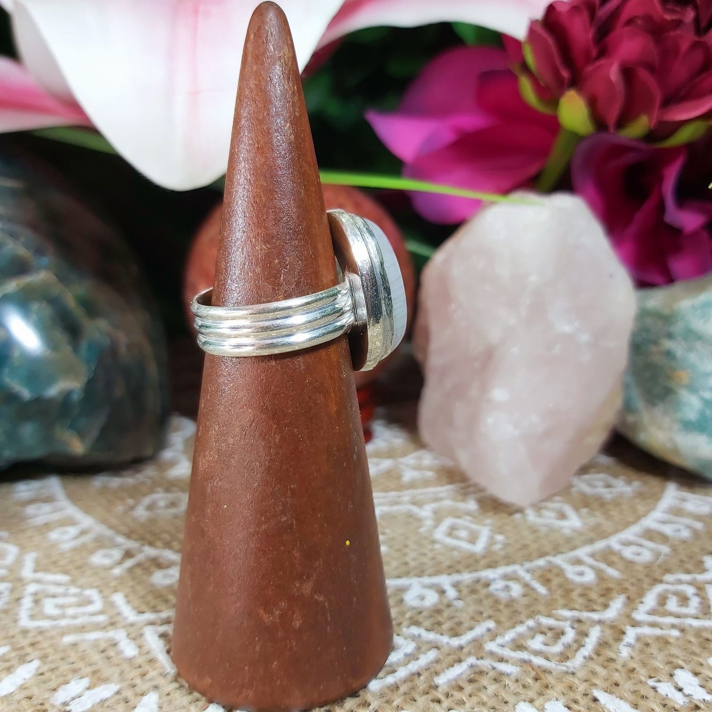 Free Spirit Rainbow Moonstone Ring Size US 6 (E1219)
