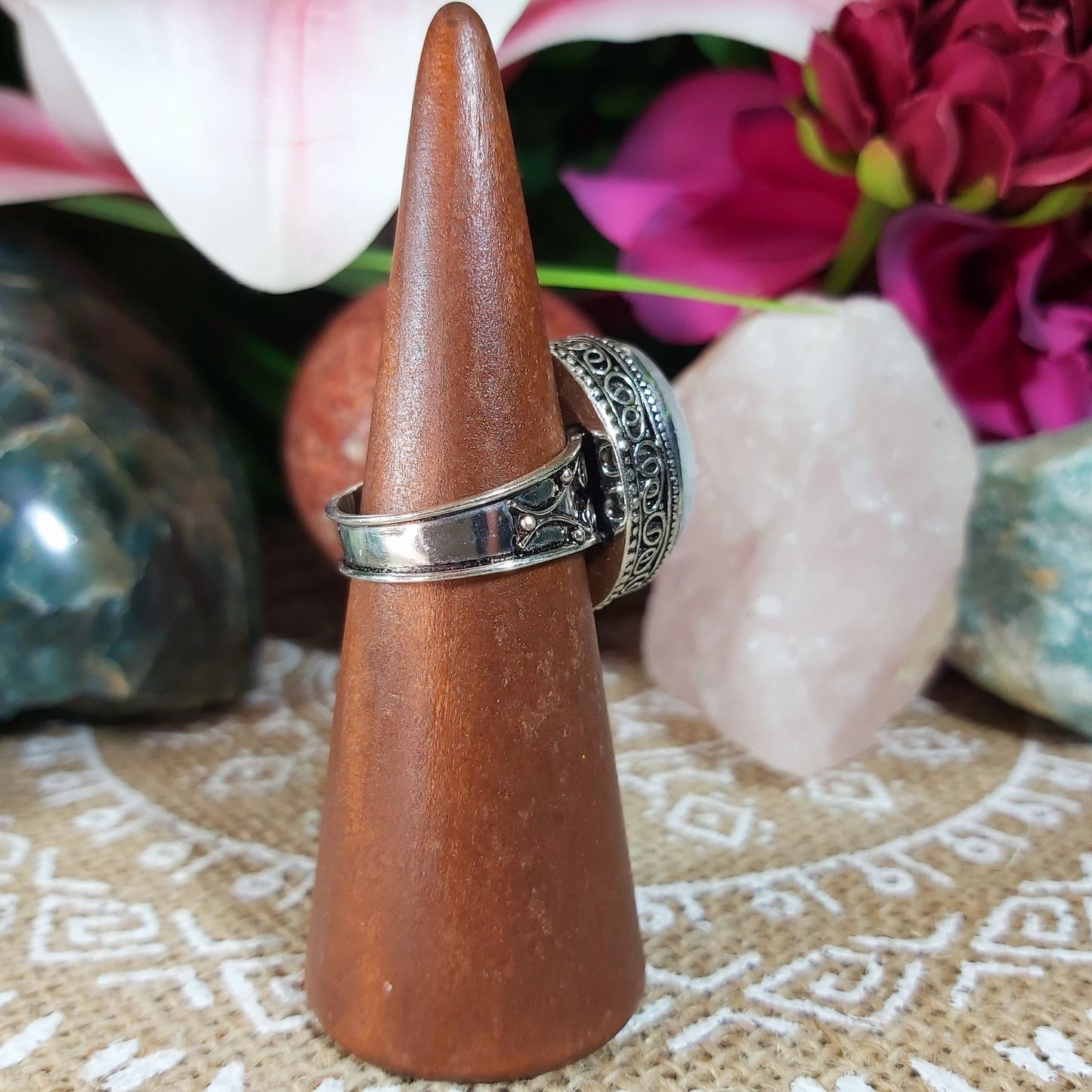 Rainbow Moonstone Ring Size US 8.5 (E1220)