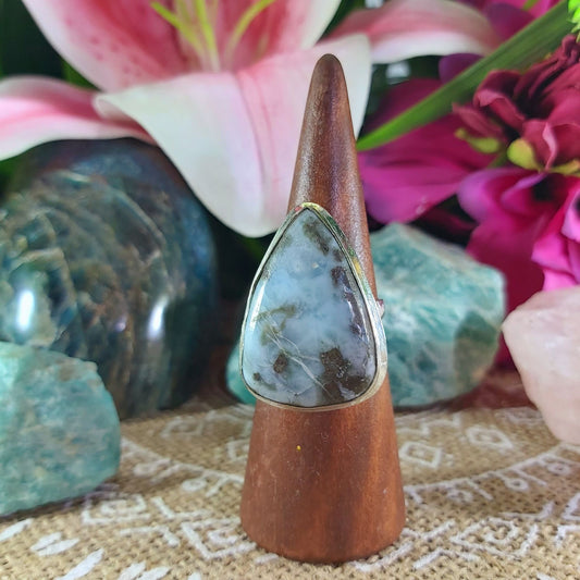 Larimar Emotional Healing Gemstone Ring US 9 (E1263)