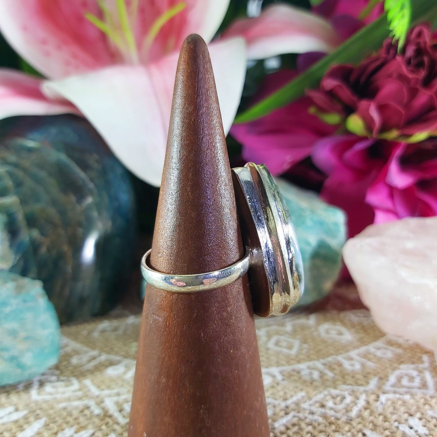 Larimar Emotional Healing Gemstone Ring US 9 (E1263)