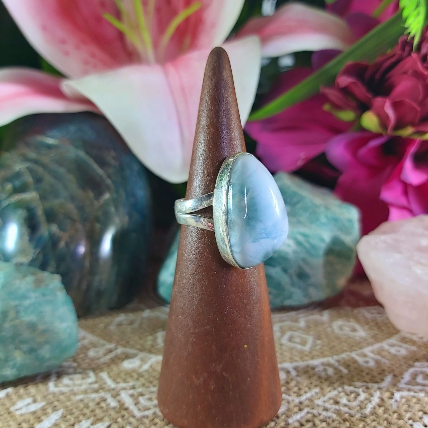 Larimar Goddess Gemstone Ring US 6 (E1265)