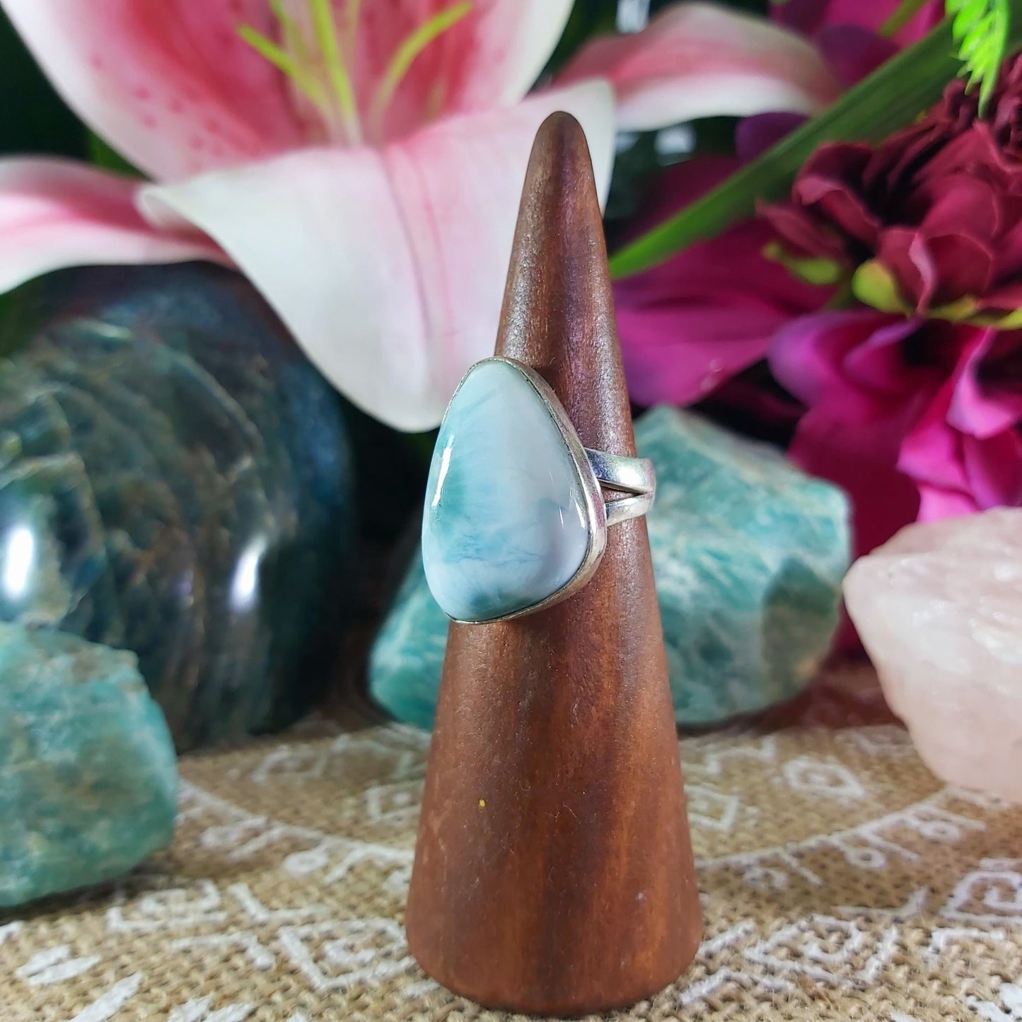 Larimar Goddess Gemstone Ring US 6 (E1265)