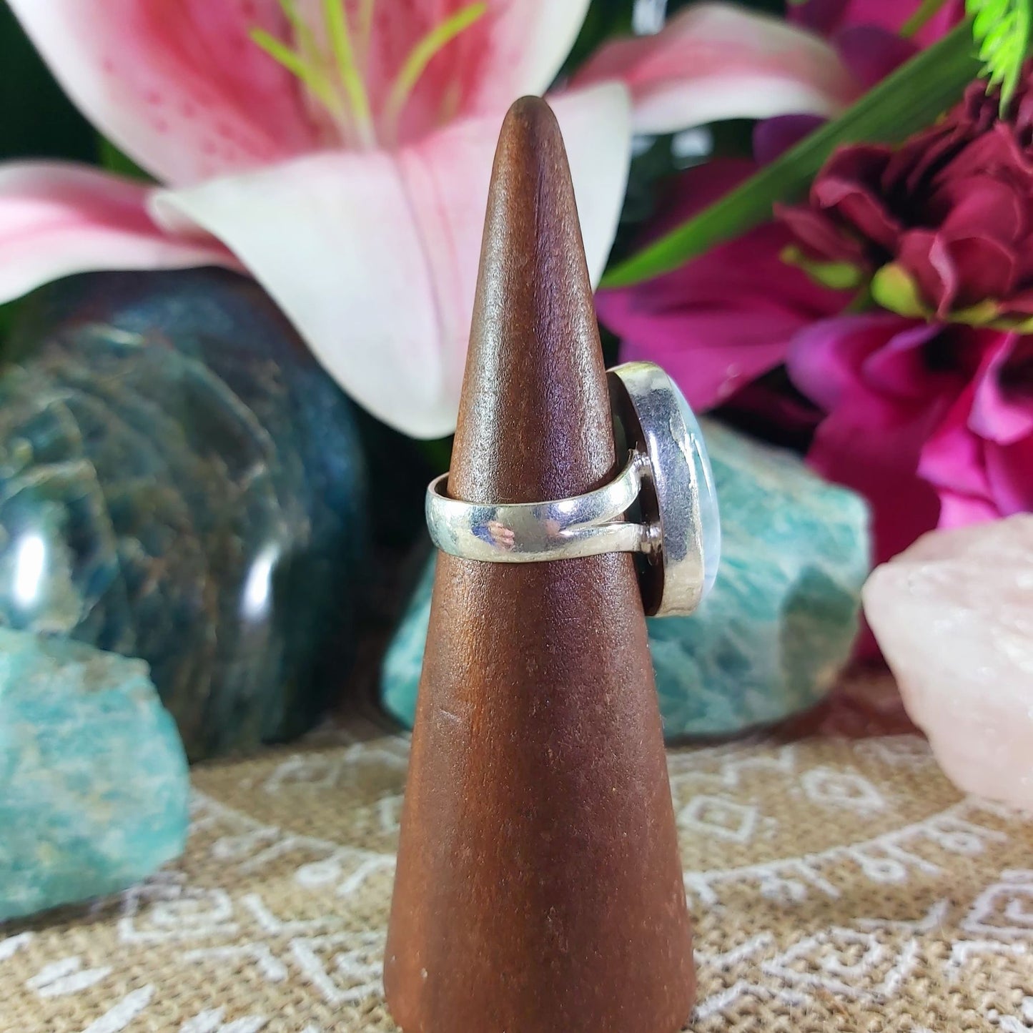 Larimar Goddess Gemstone Ring US 6 (E1265)