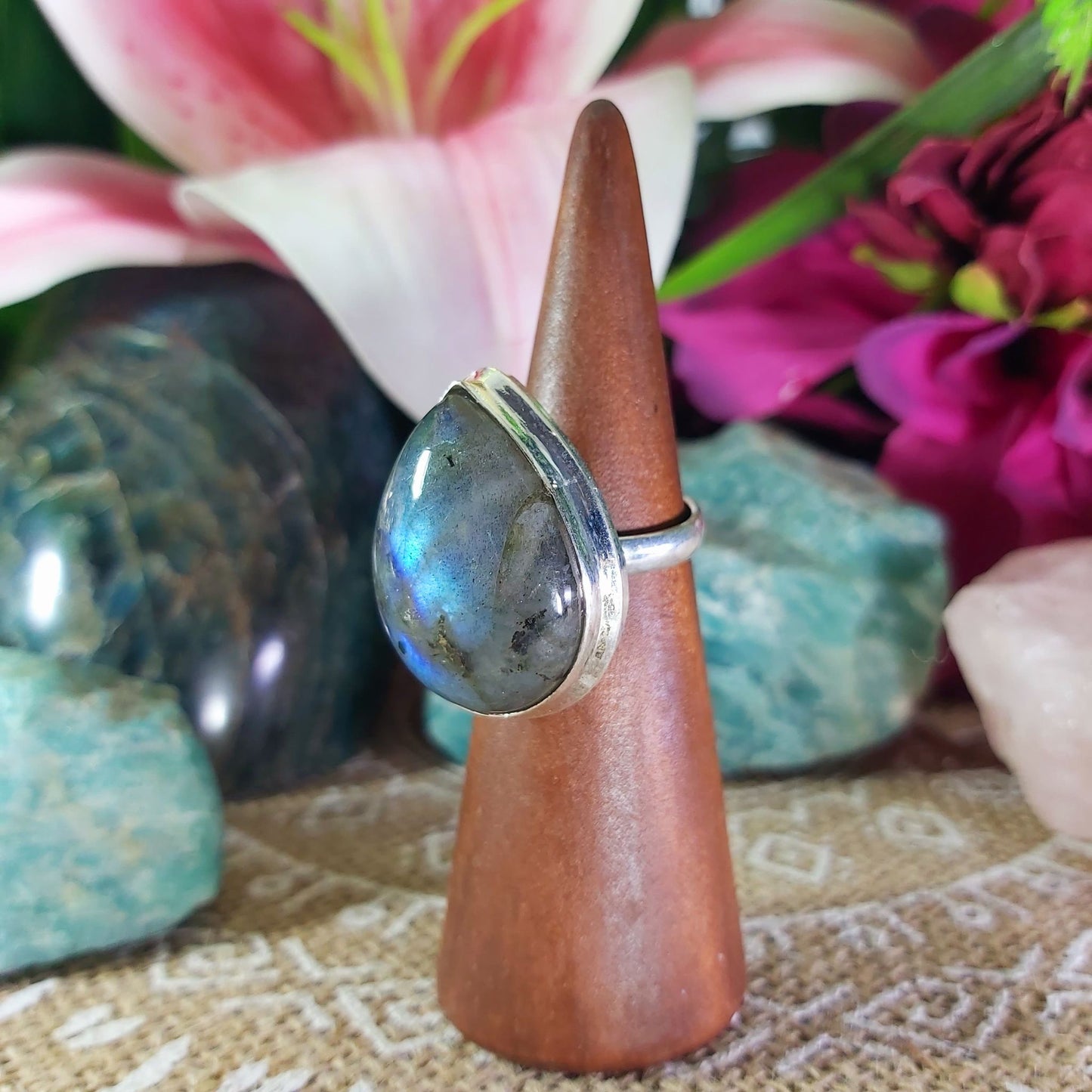 Labradorite Inner Spirit & Psychic Protection Gemstone Ring US 7 (E1267)
