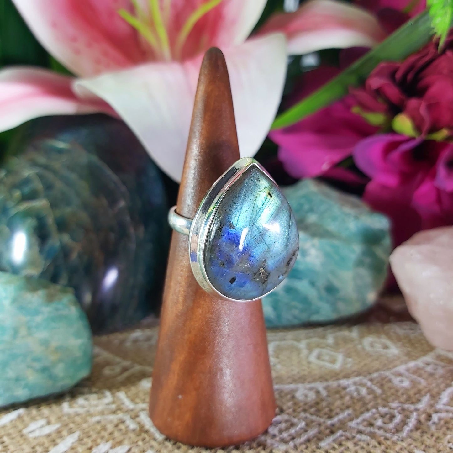 Labradorite Inner Spirit & Psychic Protection Gemstone Ring US 7 (E1267)