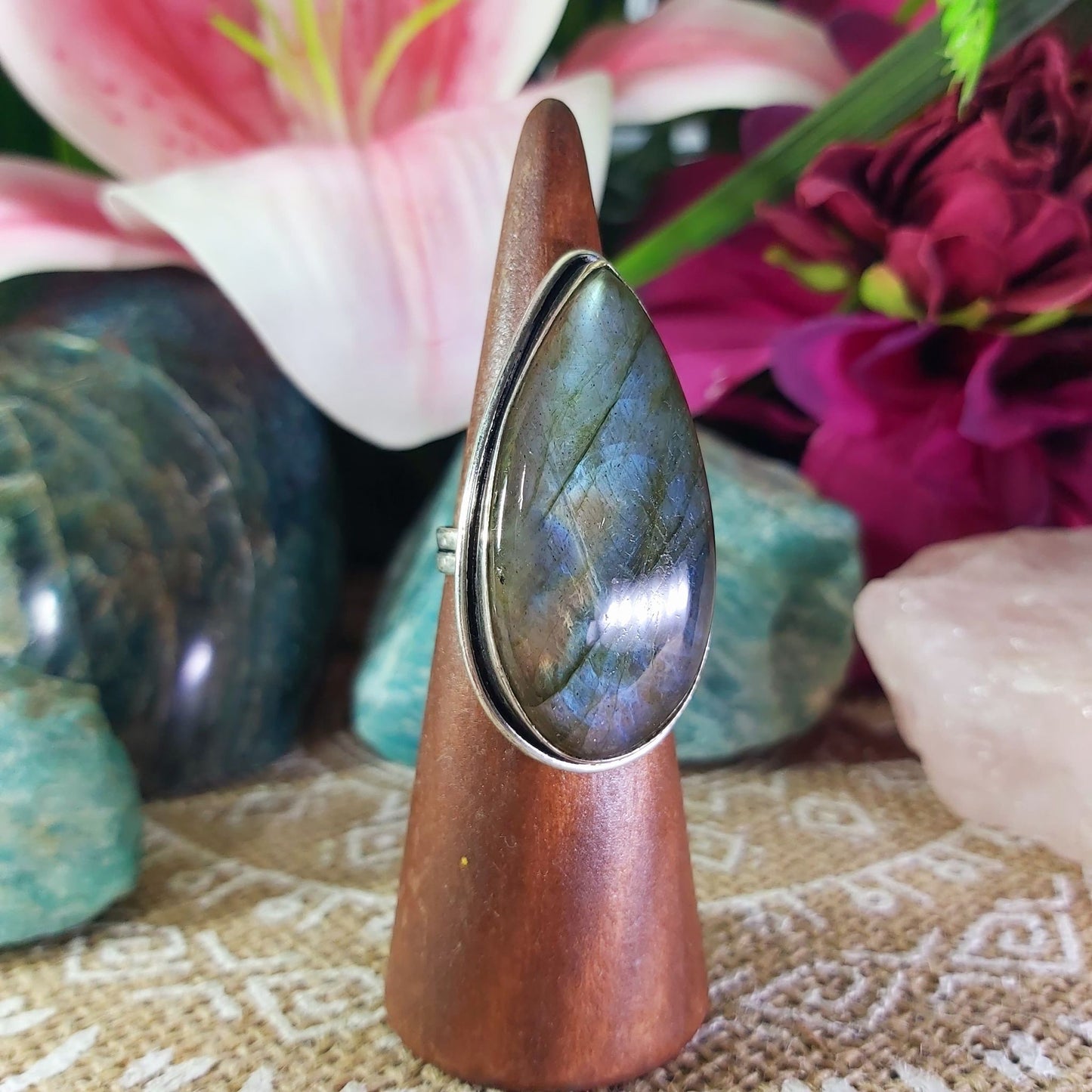 Labradorite Inner Spirit & Psychic Protection Gemstone Ring US 8 (E1269)