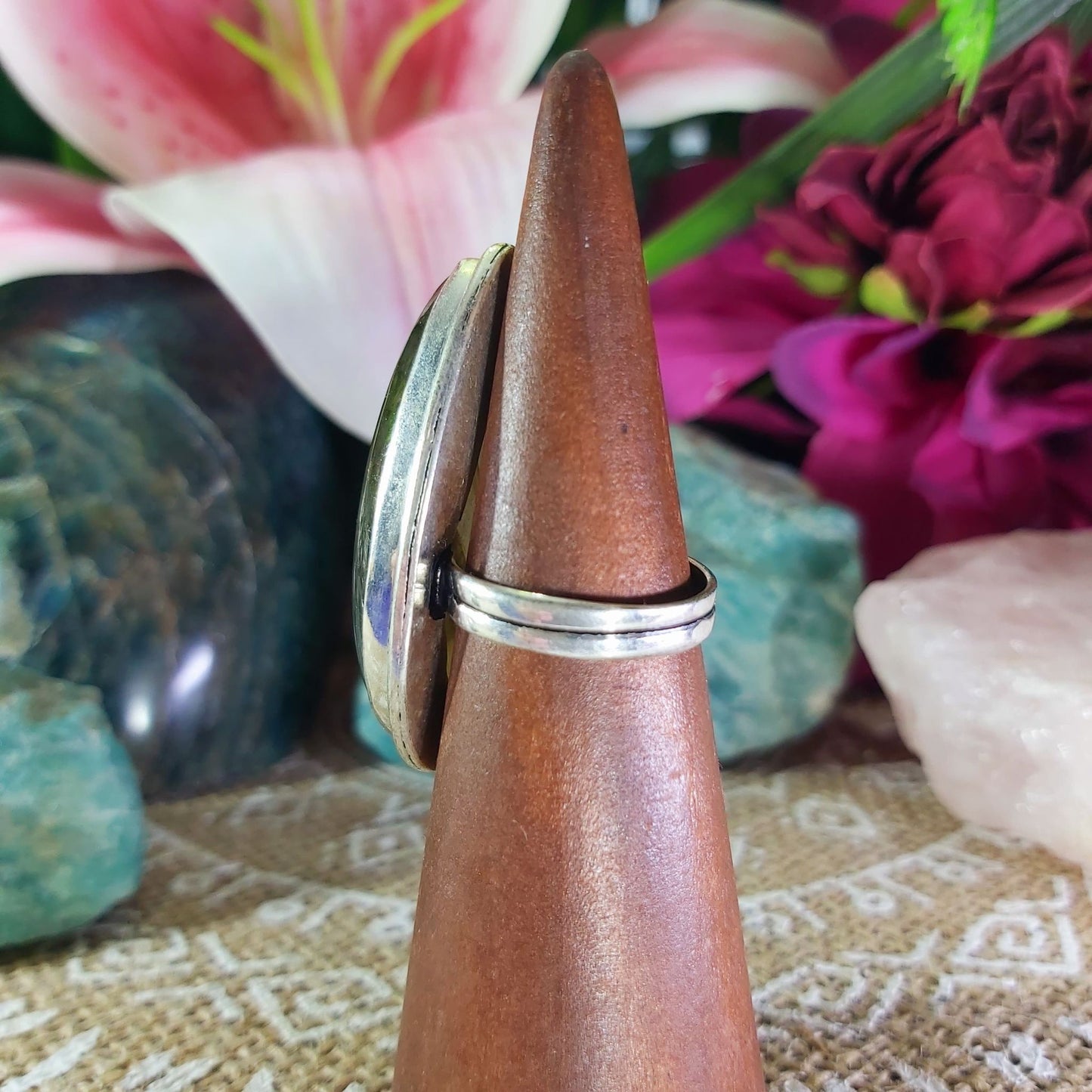 Labradorite Inner Spirit & Psychic Protection Gemstone Ring US 8 (E1269)