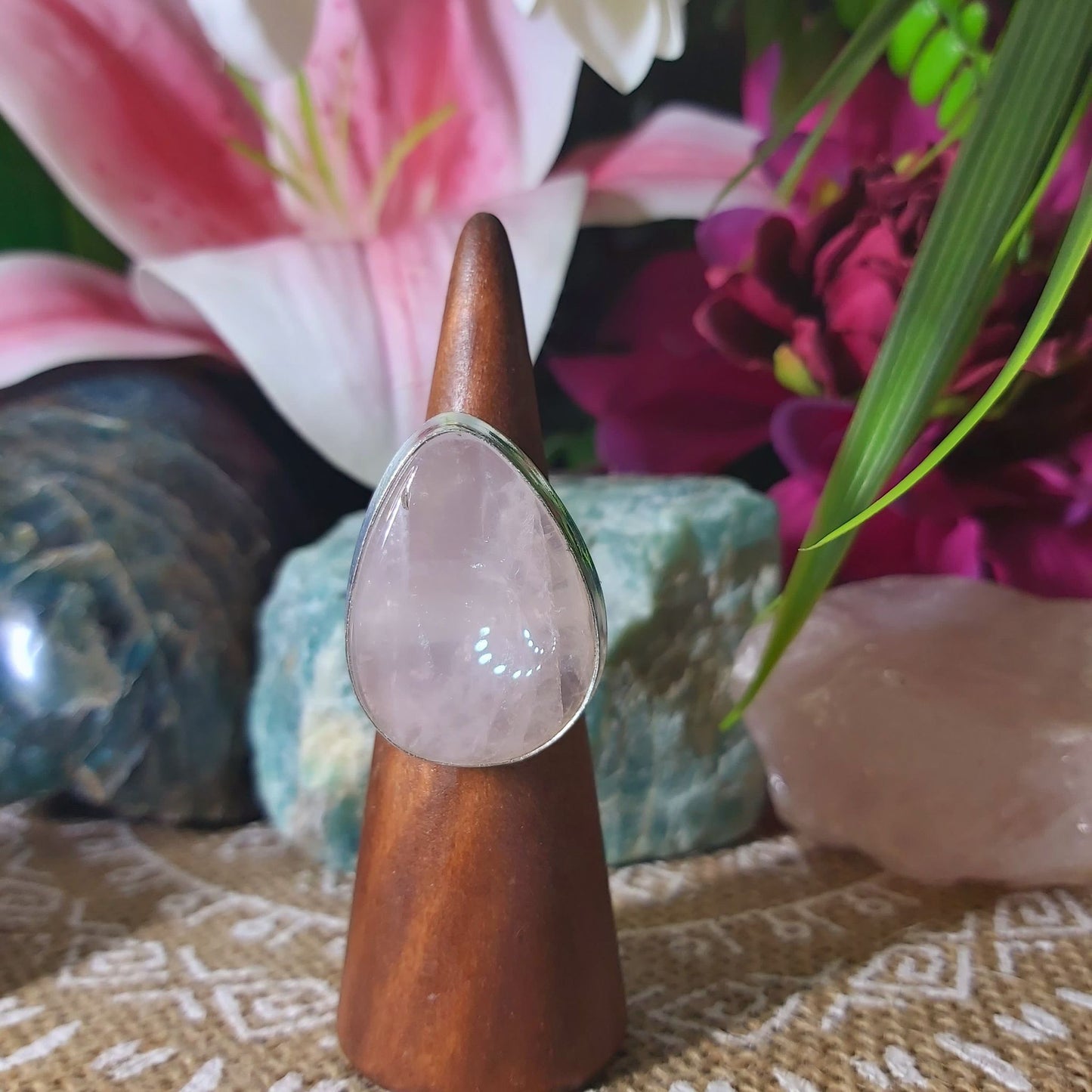 Rose Quartz True Love Ring Size US 6.5 (E1305)
