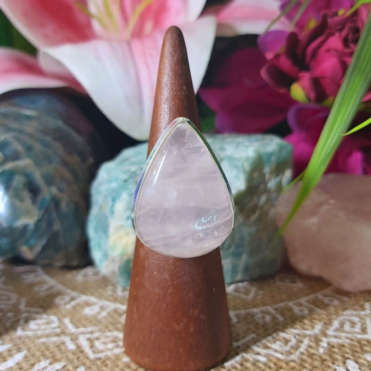 Rose Quartz True Love & Compassion Ring Size US 8 (E1307)