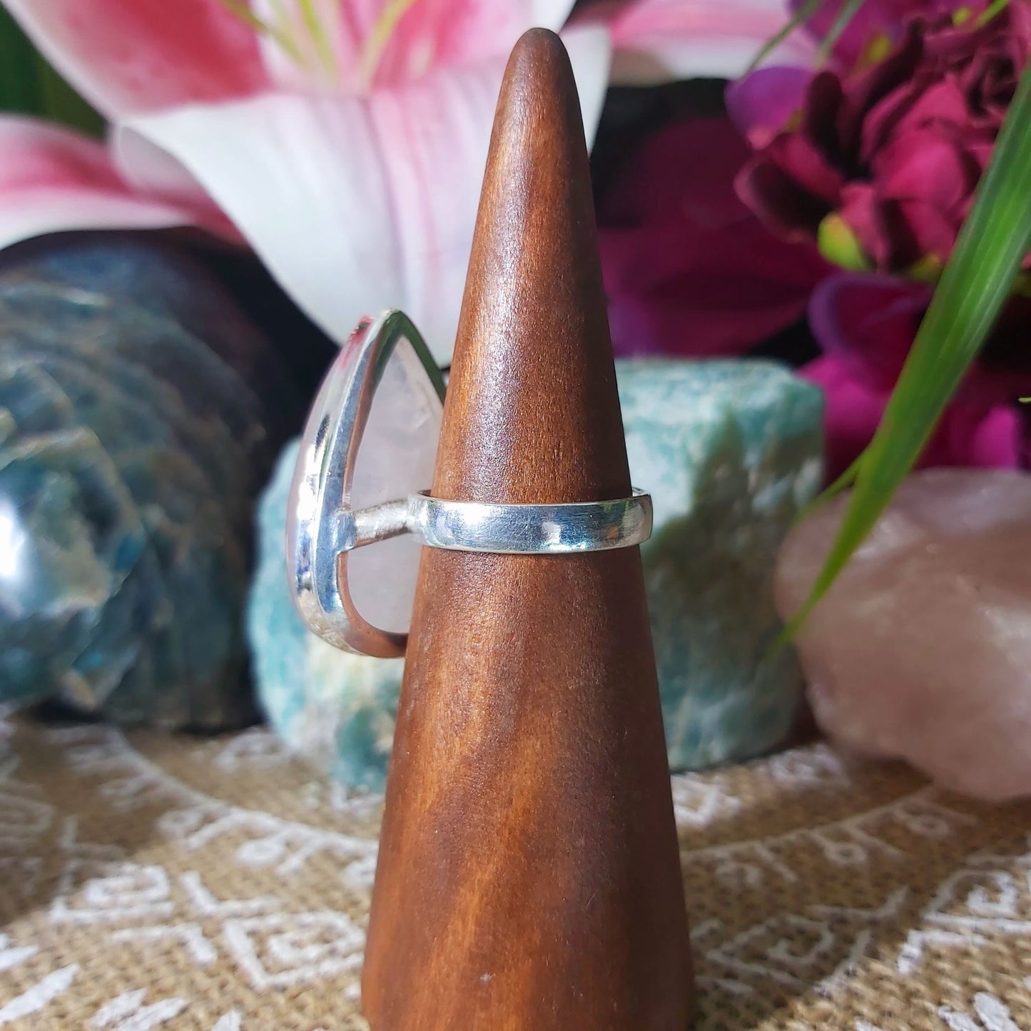 Rose Quartz True Love & Compassion Ring Size US 8 (E1307)