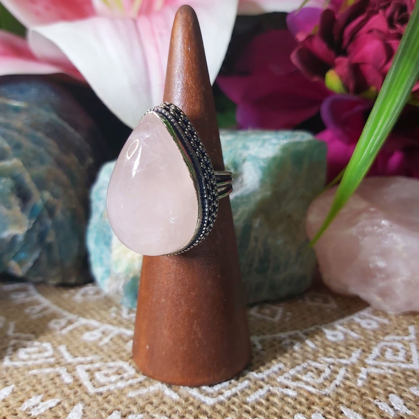 Rose Quartz True Love & Compassion Ring Size US 8 (E1309)