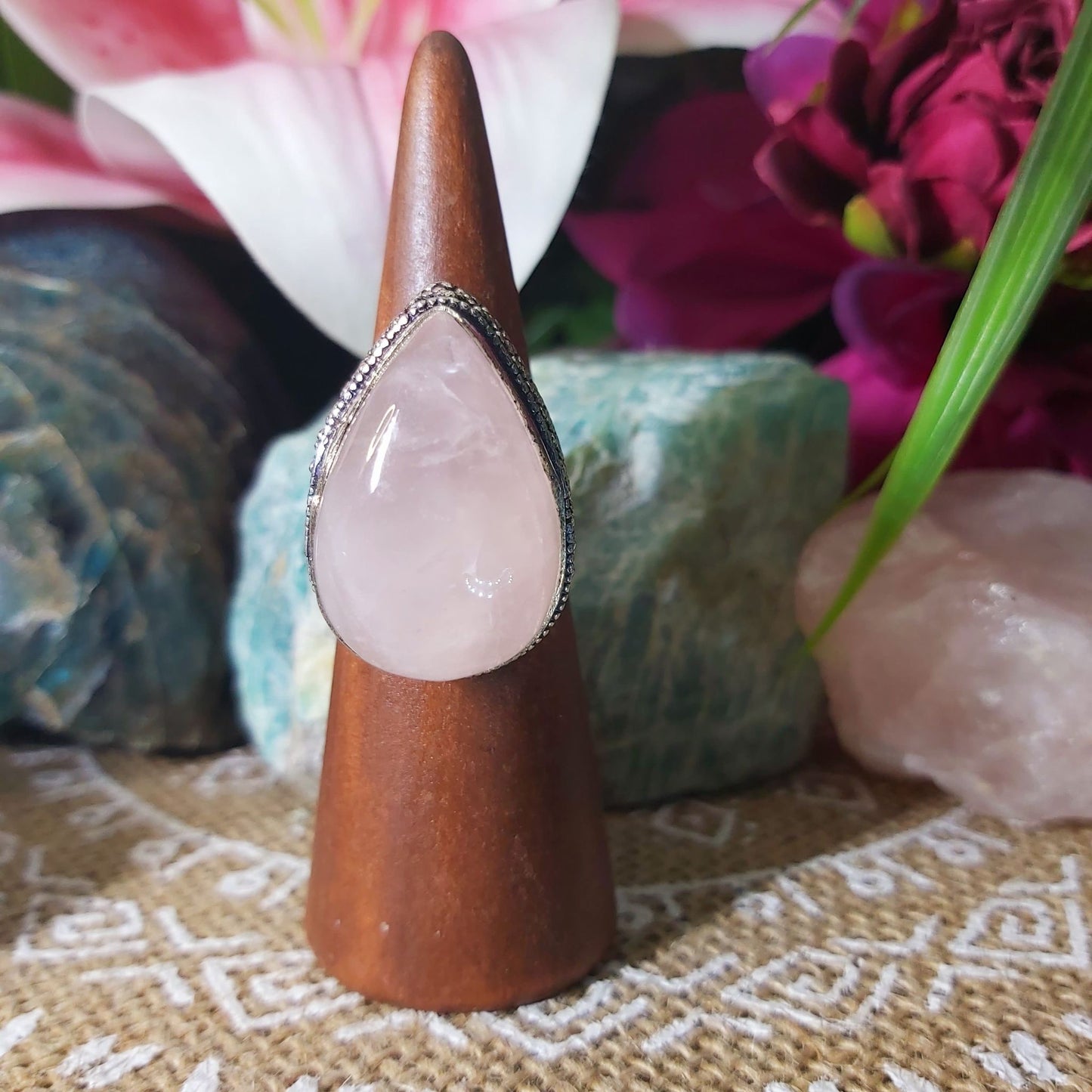 Rose Quartz True Love & Compassion Ring Size US 8 (E1309)