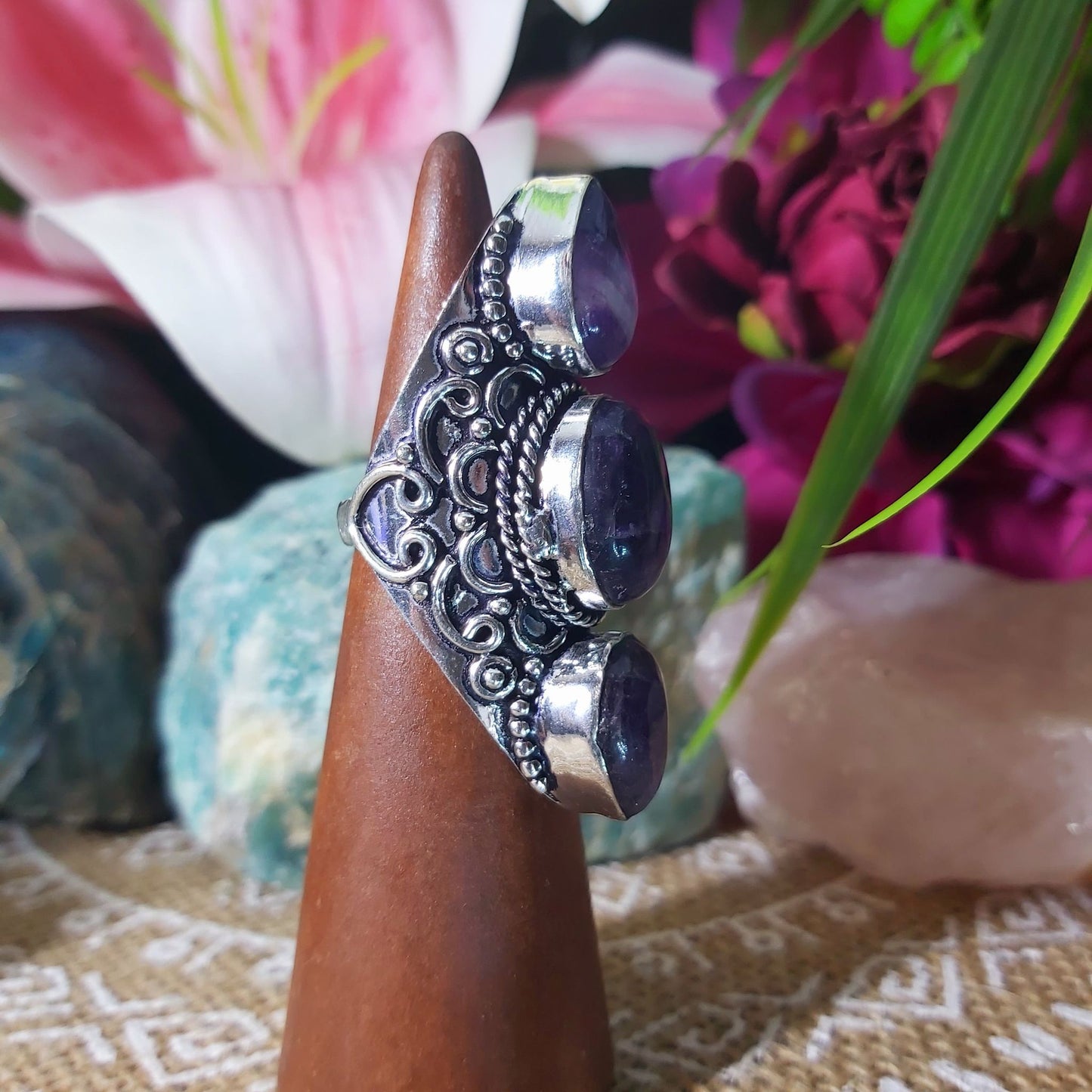 Amethyst Soul Star Protection Ring Size US 6 (E1314)