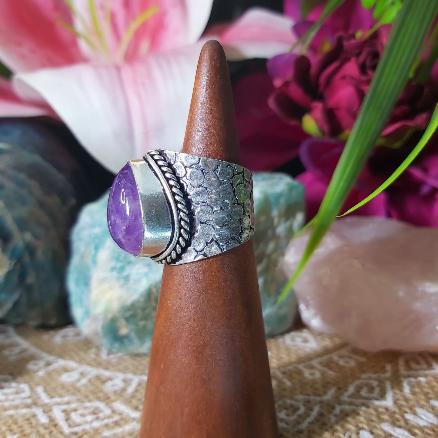 Amethyst Soul Star Protection Ring Size US 6.5 (E1315)