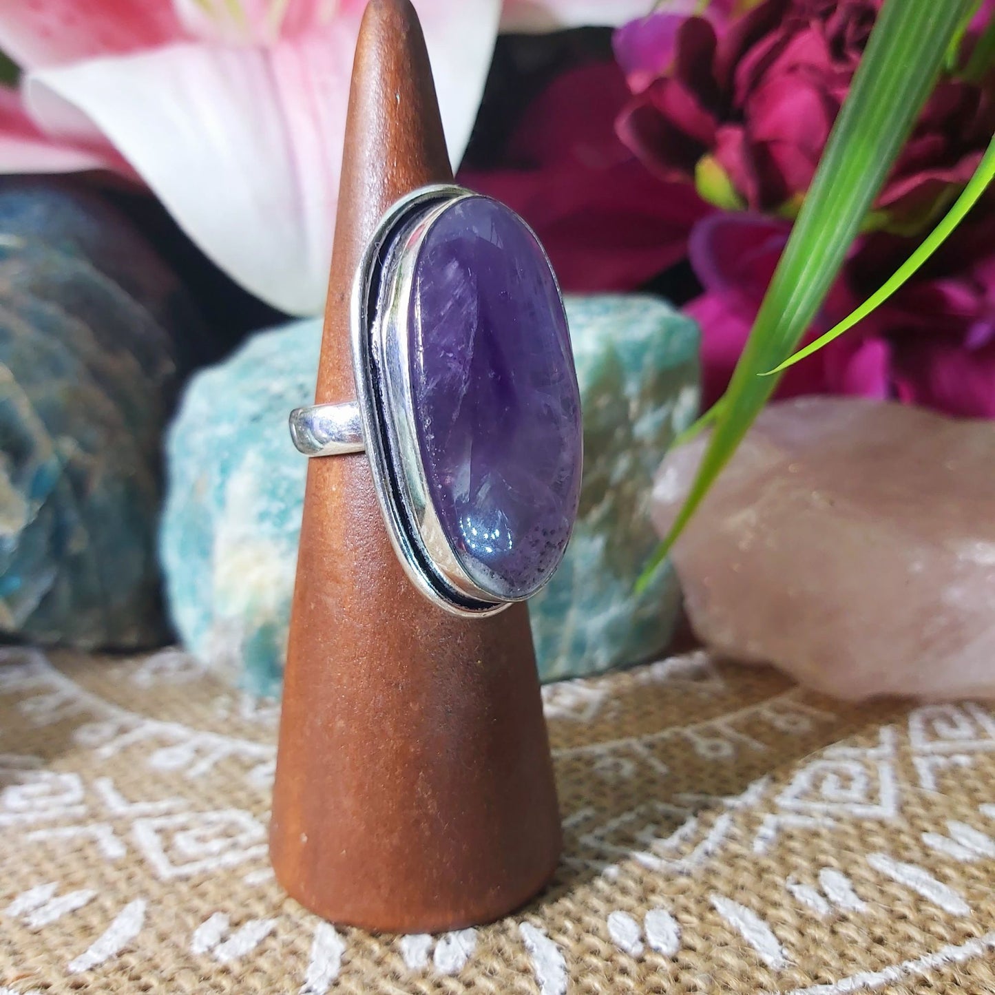Amethyst Soul Star Protection Ring Size US 8 (E1319)