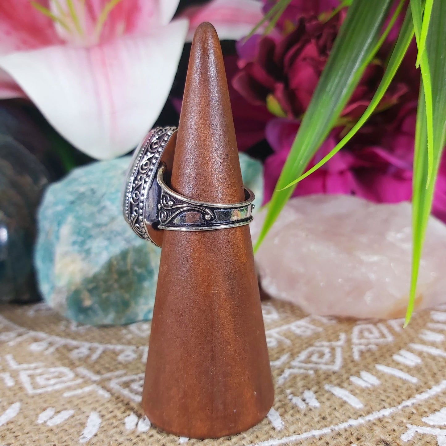 Rainbow Moonstone Ring Size US 8 (E1324)