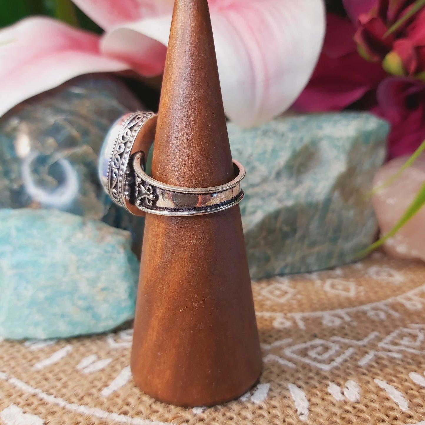 Larimar Emotional Healing Gemstone Ring US 9 (E1341)