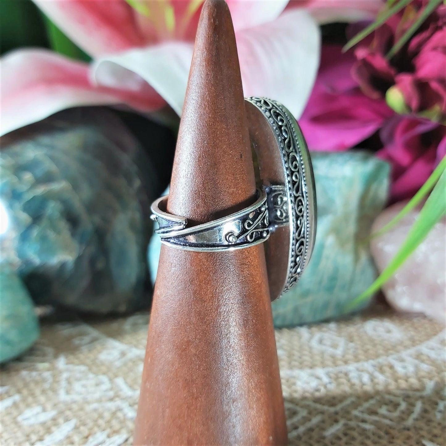 Labradorite Inner Spirit & Psychic Protection Gemstone Ring US 7.5 (E1349)