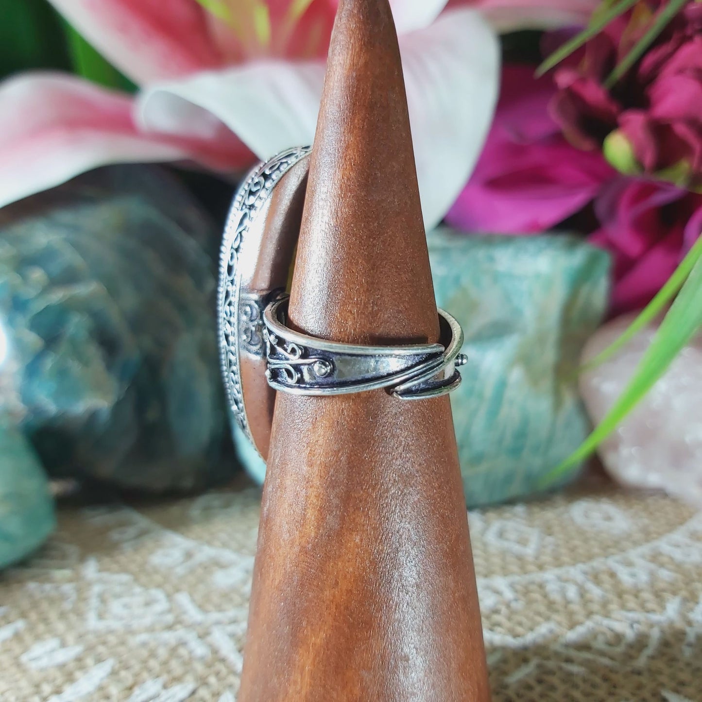 Labradorite Inner Spirit & Psychic Protection Gemstone Ring US 7.5 (E1349)