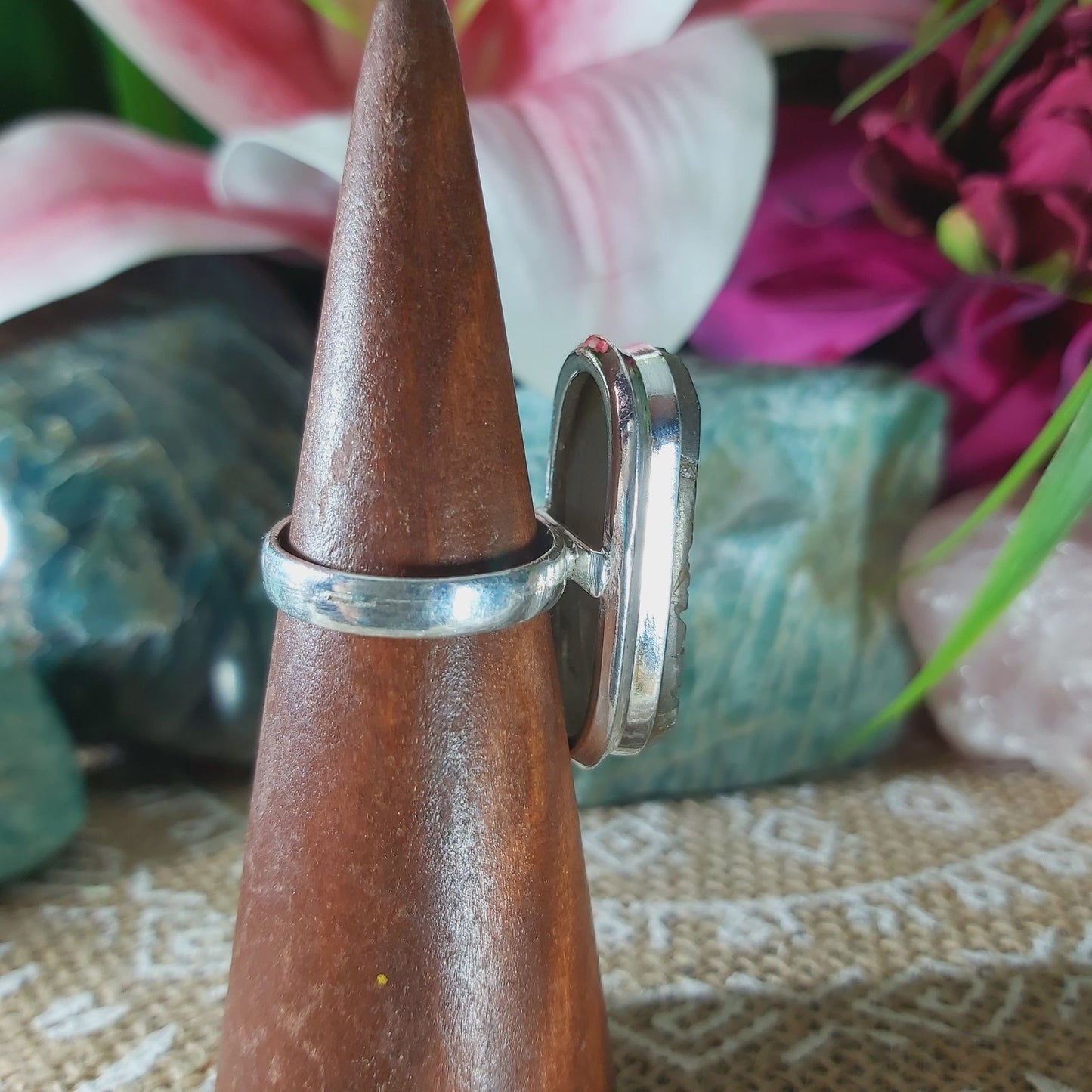 Labradorite Inner Spirit & Psychic Protection Gemstone Ring US 7.5 (E1350)