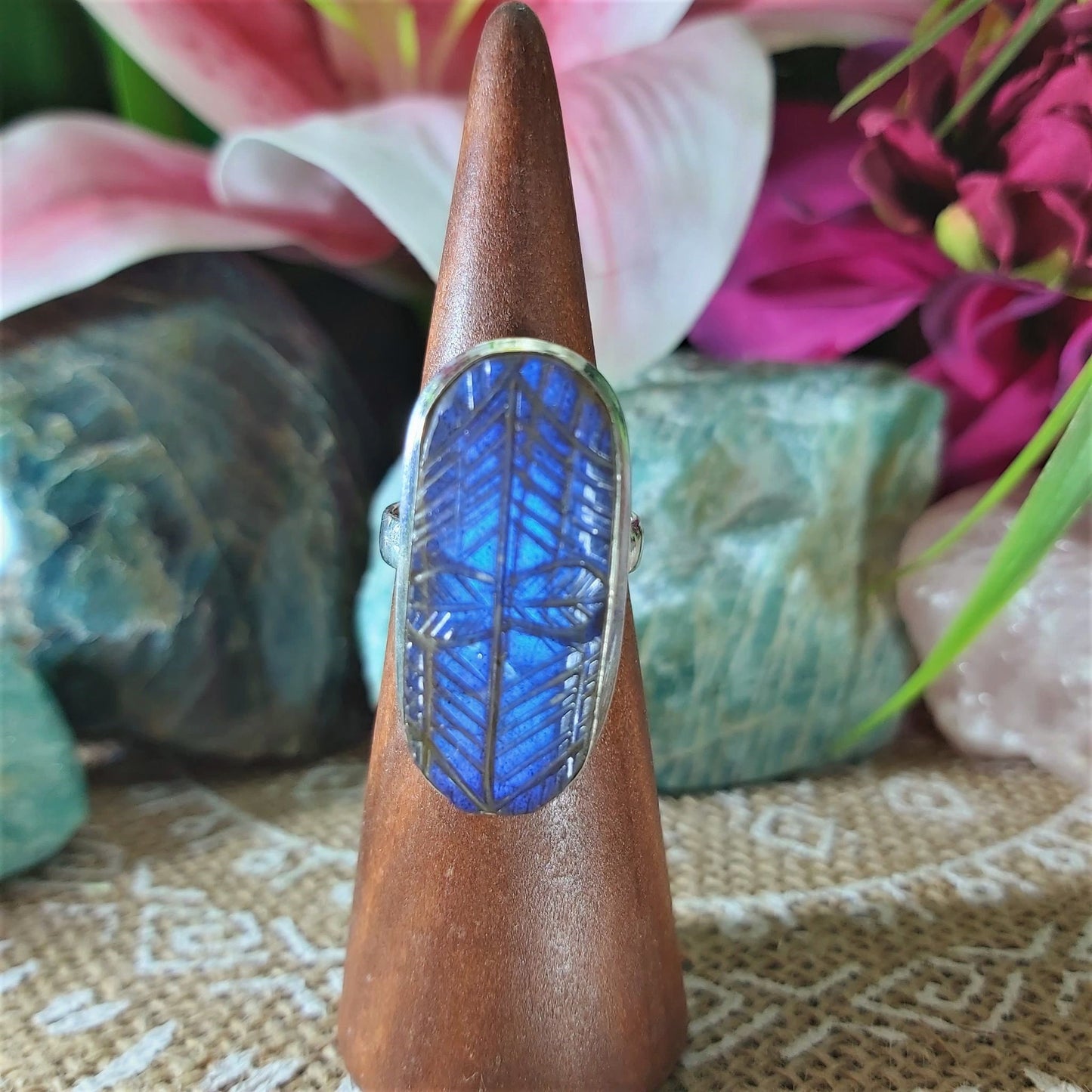 Labradorite Inner Spirit & Psychic Protection Gemstone Ring US 7.5 (E1350)