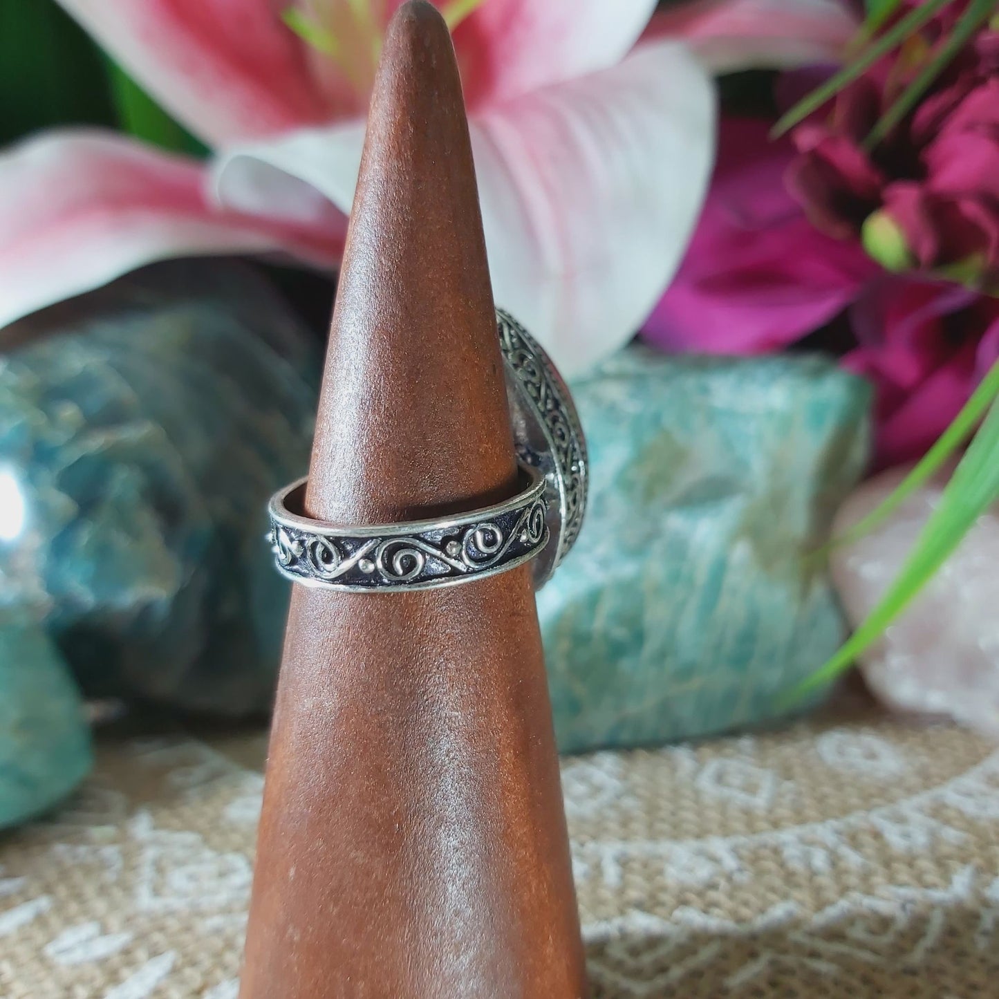 Labradorite Inner Spirit & Psychic Protection Gemstone Ring US 7.5 (E1351)