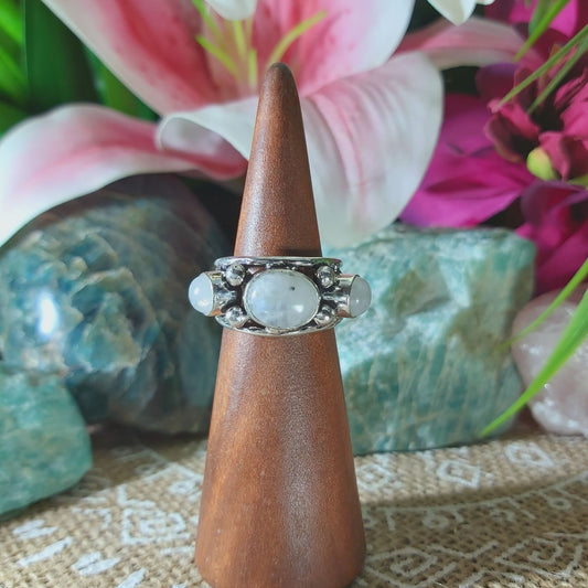 Rainbow Moonstone Ring Size US 6.5 (E1365)