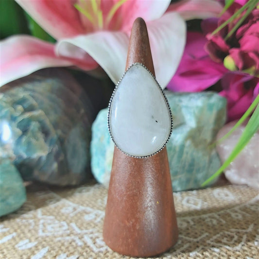 Rainbow Moonstone Ring Size US 6.5 (E1366)