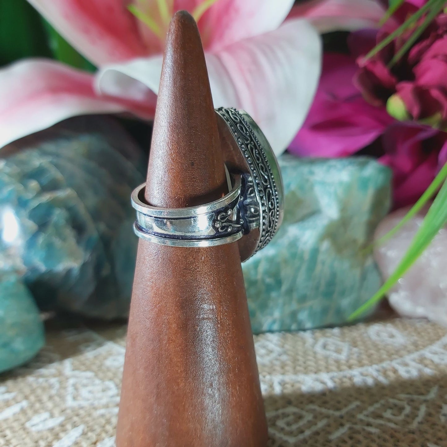Rainbow Moonstone Ring Size US 6.5 (E1366)
