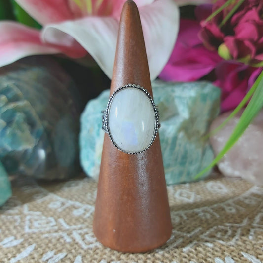 Rainbow Moonstone Ring Size US 7.5 (E1367)
